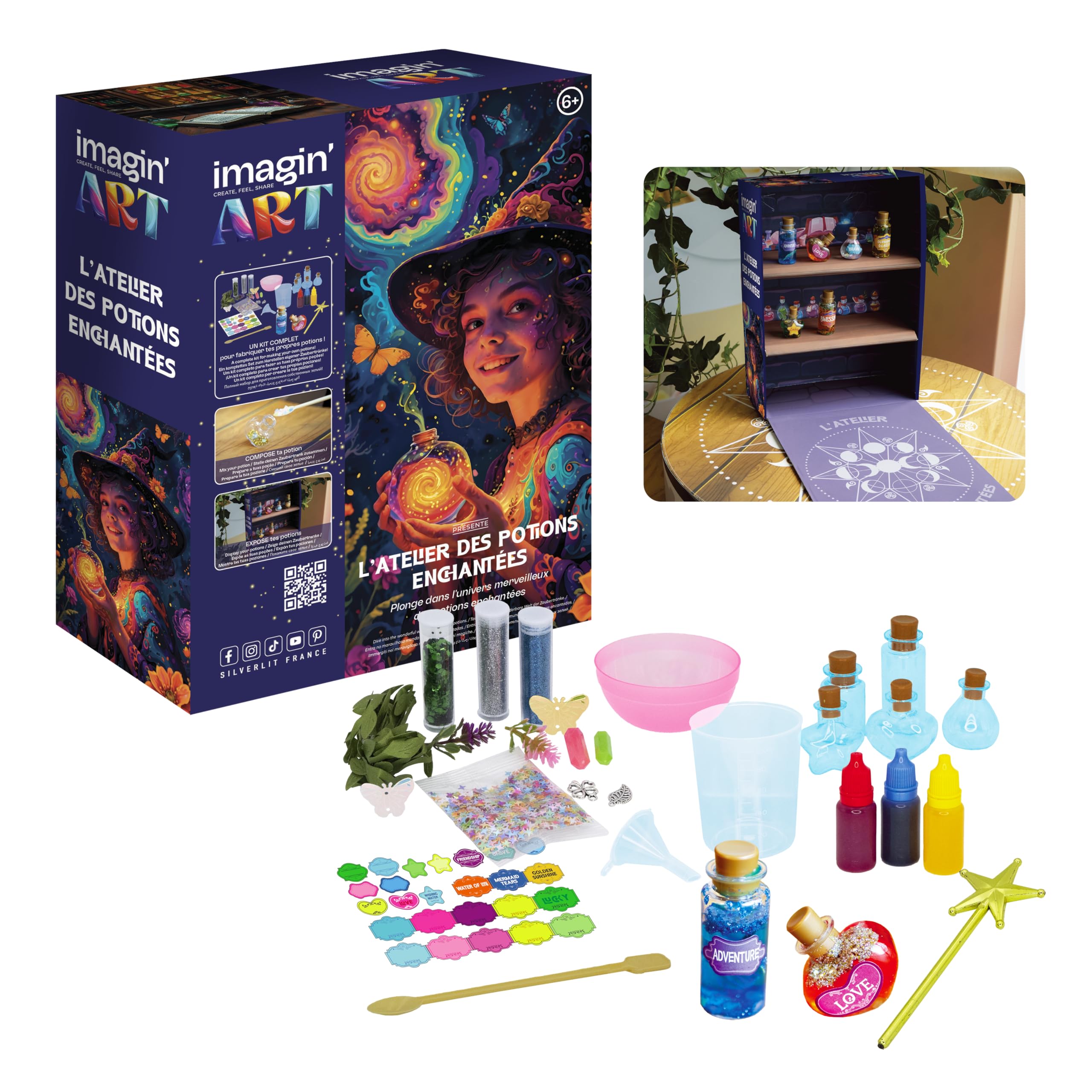 Silverlit Imagin'Art L’Atelier des Potions Enchantées Coffret Créatif Alchimie Magique Fioles Recettes Féeriques Loisirs Créatifs Enfant
