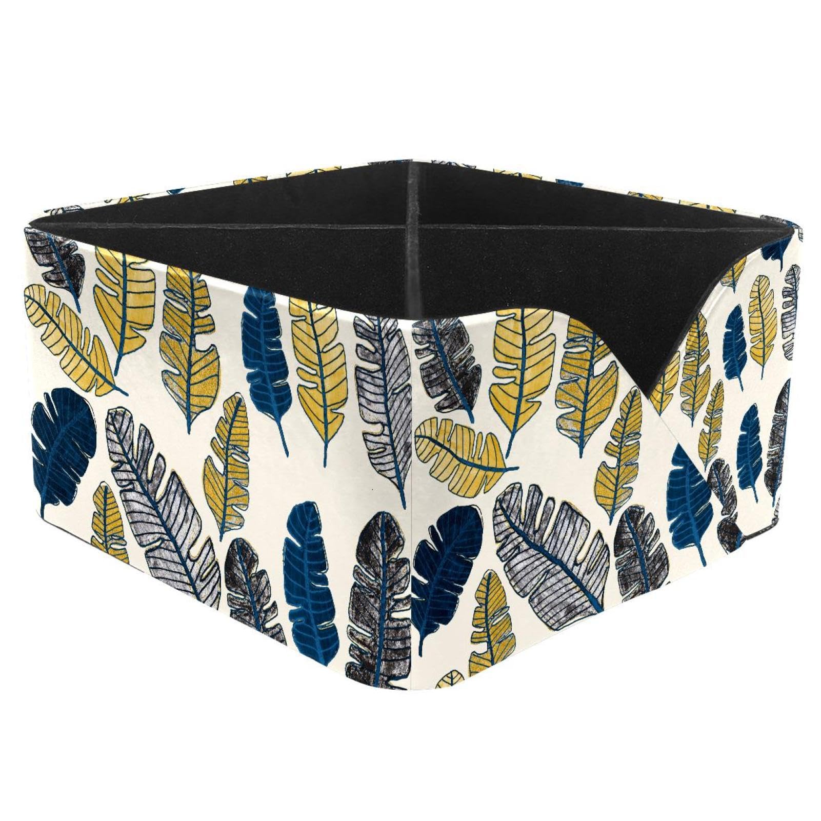 KengjuTesu Tropical Leaves Desktop Organizer Pen Holder, Rectangular Pencil Cup for Office, Study and Makeup Stations