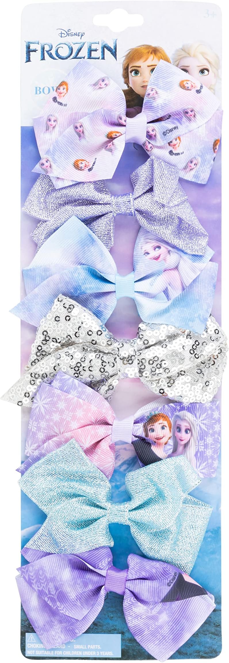 Disney Frozen II Girls 7 Piece Princess Hair Bow Set, Alligator Clip, Accessories for Ages 3+