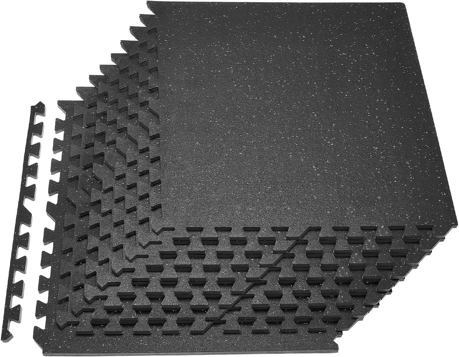 VEVOR 0.56Inch 48sq.ft 12 Tiles Gym Flooring for Home Gym, Rubber Top with High Density EVA Foam, 24 x 24In Gym Floor Exercise Equipment Mats, Interlocking Gym Mats, Puzzle Workout Mats, Black & Gray