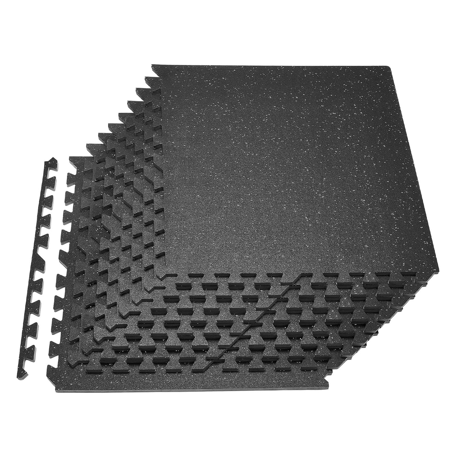 VEVOR 0 56Inch 48sq ft 12 Tiles Gym Flooring for Home Gym Rubber Top with High Density EVA