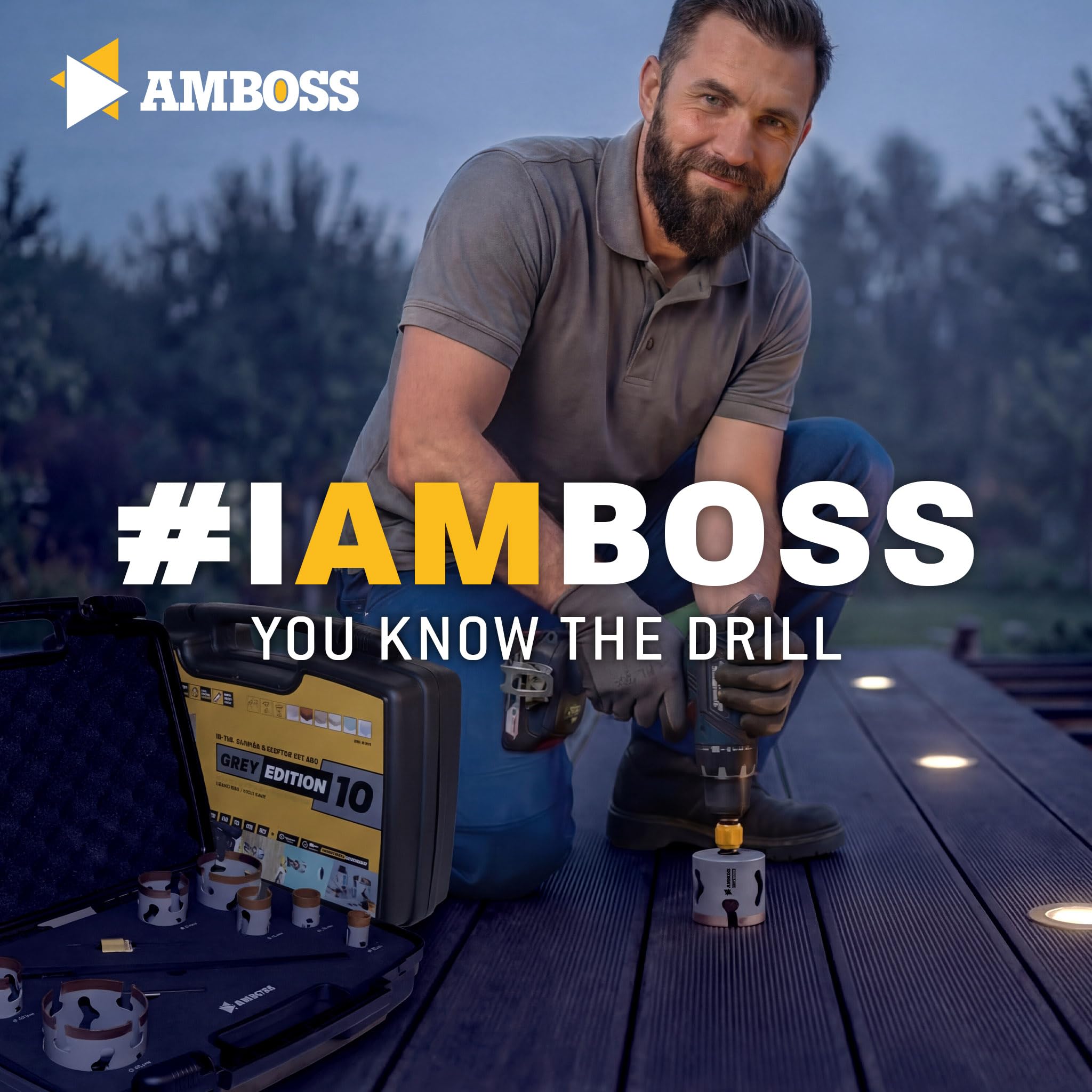 Juego de 7 sierras de corona HM carburo Amboss Werkzeuge Grey Edition 20 – 83 mm – Precisas para madera, placas de yeso y placas – Easy Eject, 5 veces más rápido que el bimetal, larga duración