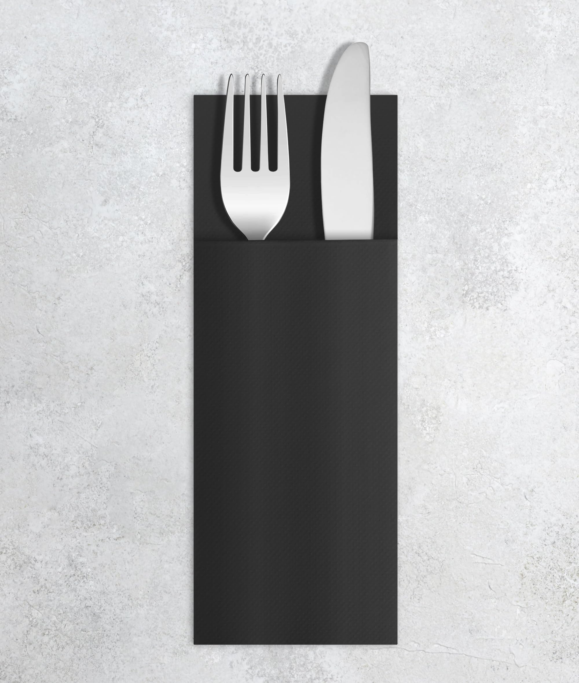 VelaHub Airlaid 50 Cutlery Napkins, High-Quality Disposable Napkins, 32 x 40 cm, Black