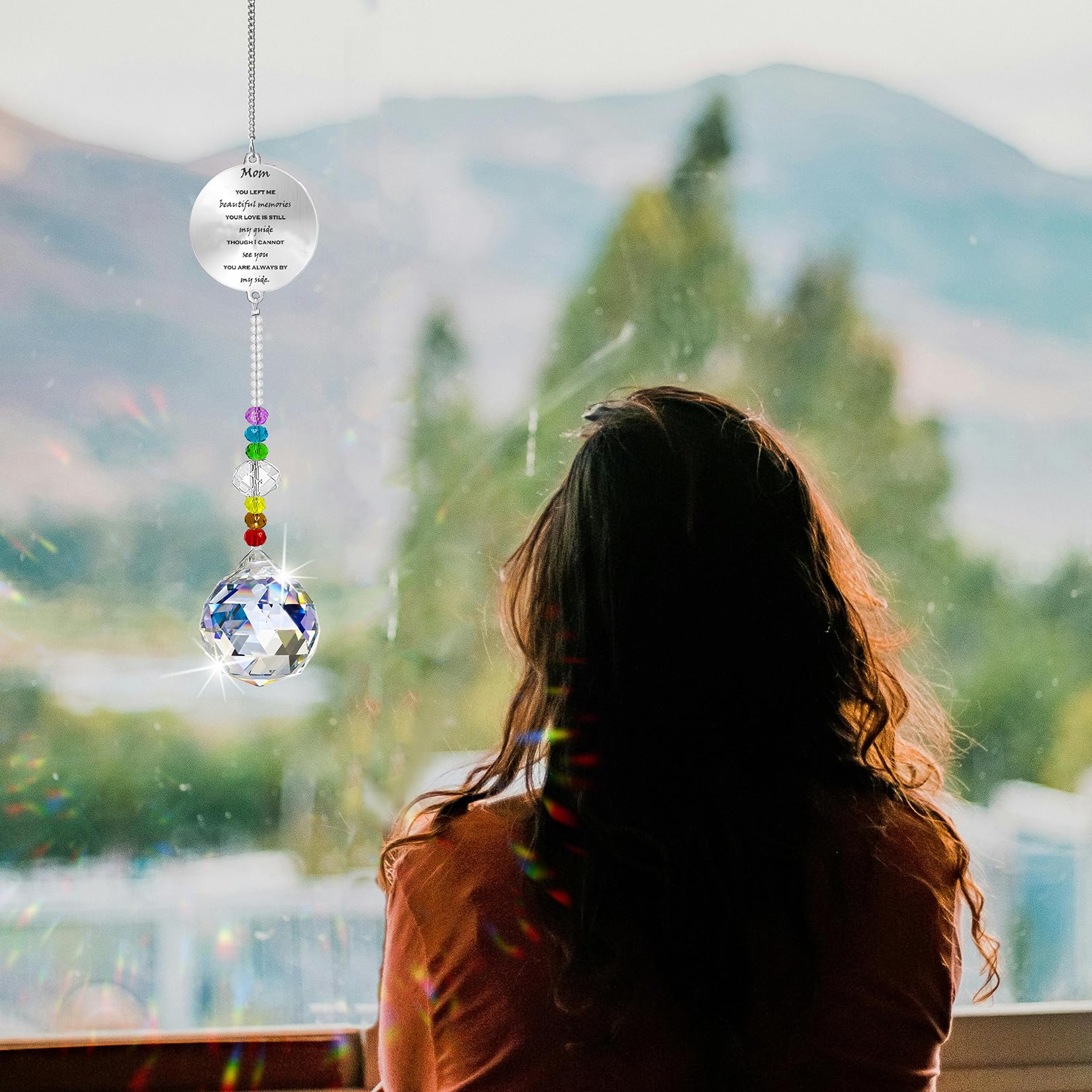 Memorial Gifts Crystal Suncatcher,Unique Sympathy Gifts for Loss of Loved One,Rainbow Maker Bereavement Gifts Box for Loss of Father Mom Dad Son Daughter Husband Brother Grandmother (Mom) - Image 4