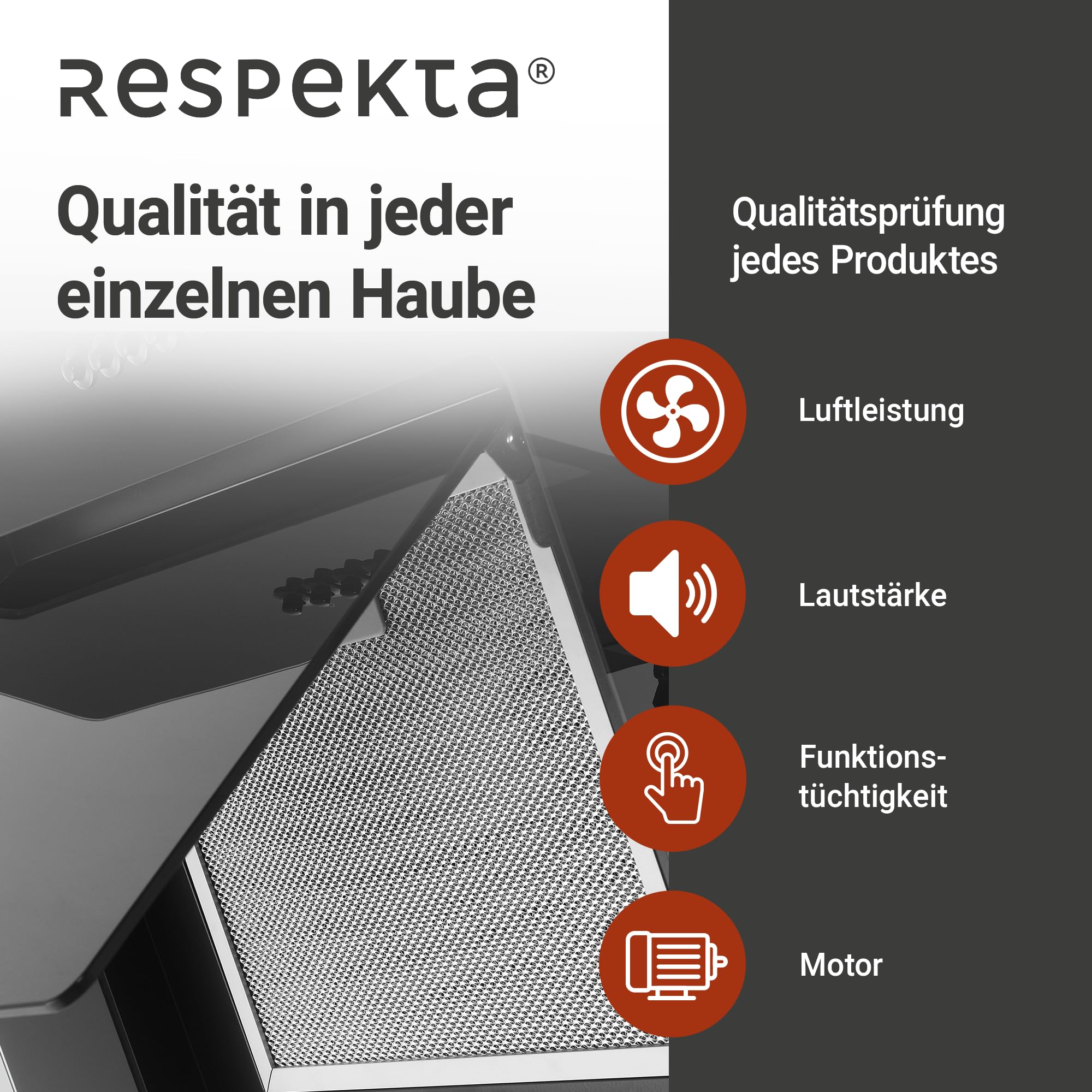 Respekta Dunstabzugshaube 60 cm Metallgehäuse Glasschirm Schwarz Abluft Umluftfunktion CH21060SBZ 54-62 dB