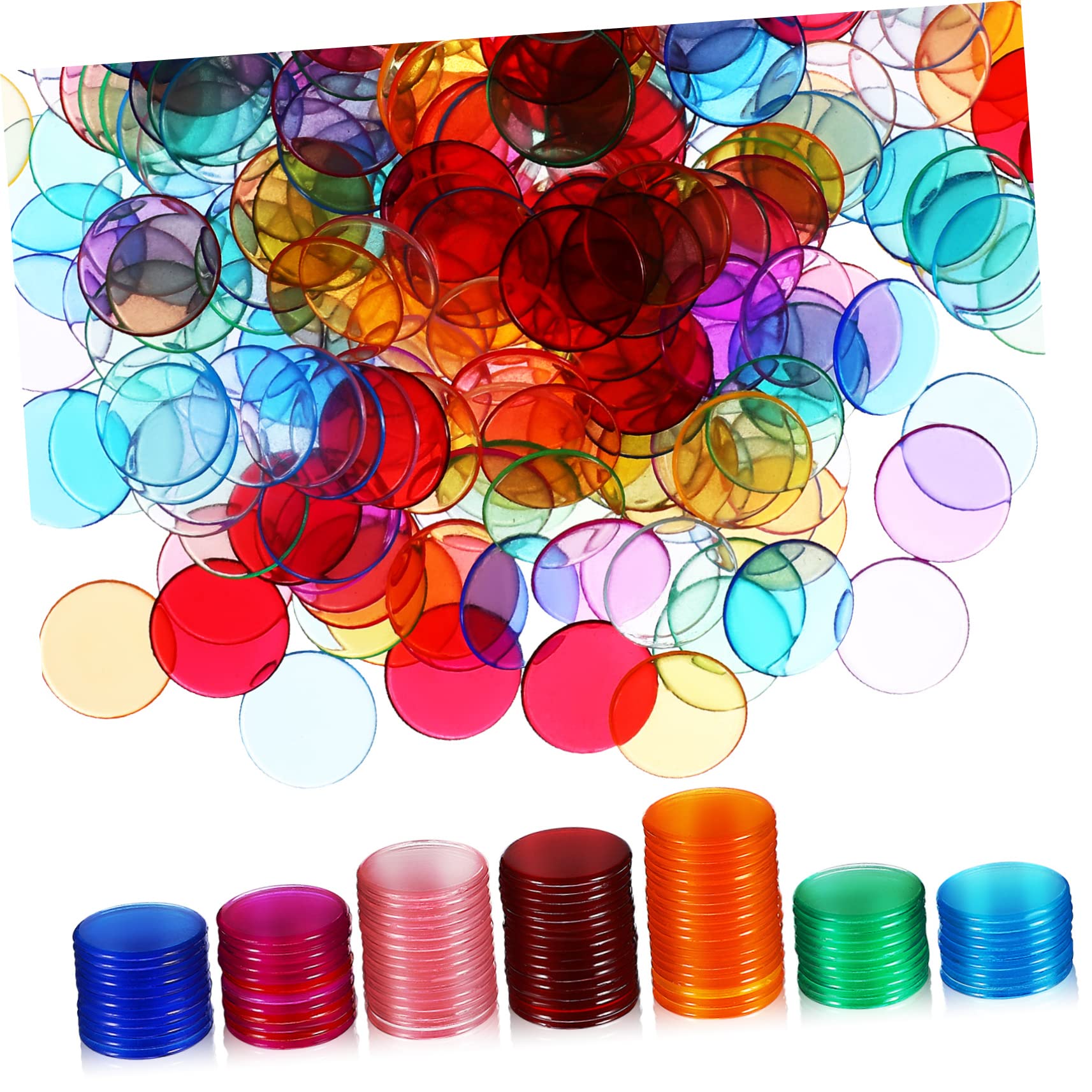 ERINGOGO 300Pcs Transparent Bingo Markers Plastic Round Chips for Bingo Games Counting Games and Educational Activities Bingo Game Supplies