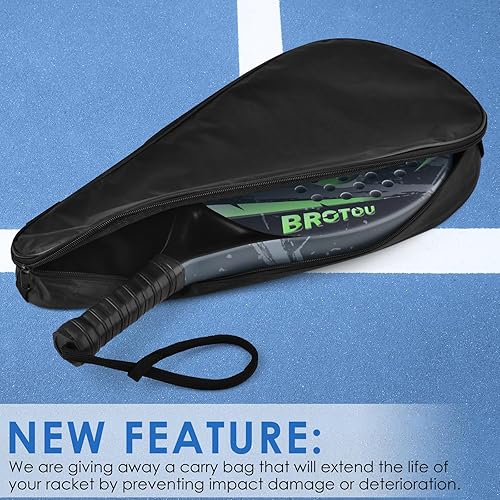 Miniatura 6 de BROTOU Raqueta de tenis de pádel con superficie de fibra de carbono con núcleo de espuma viscoelástica EVA, raqueta ligera de tenis de playa con