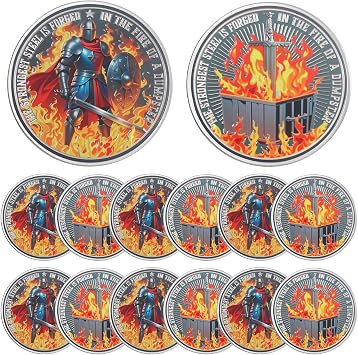 Liliaafar 12 Pcs Knight Dumpster Fire Challenge Coin the Strongest Steel is Forged Dumpster Fire Coin Hilarious Funny Desk Accessories, Appreciation Coins for Employee Office Coworkers Farewell Gifts