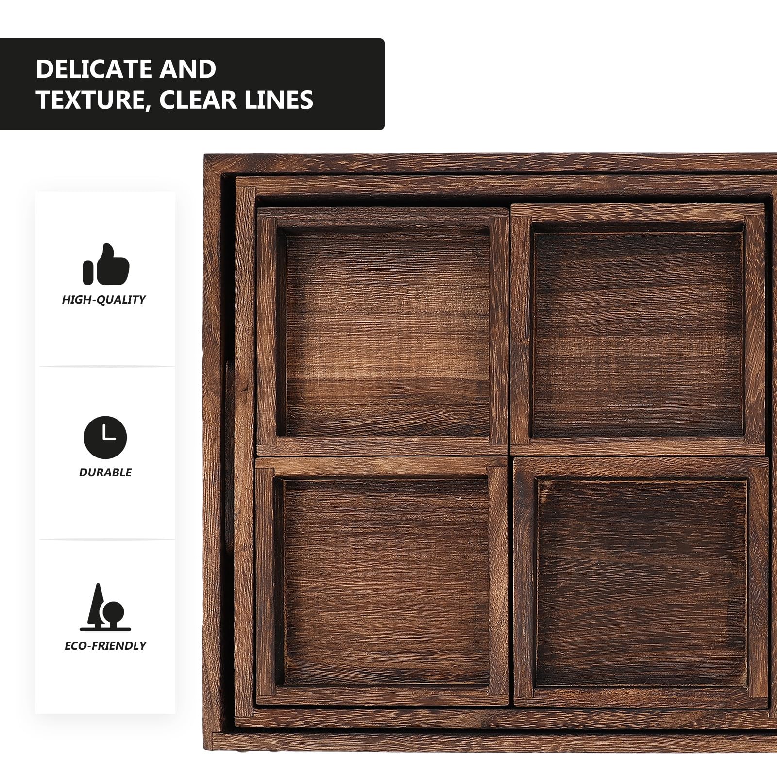 Rechteckiges Holz Teetablett mit Fächern Einfaches Design und Bruchsicher Praktisches Serviertablett für Startseite und Teeservice