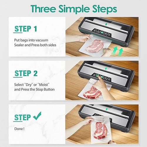 Miniatura 7 de Máquina selladora al vacío, máquina selladora automática de alimentos de acero inoxidable 80Kpa para almacenamiento de conservación de alimentos con