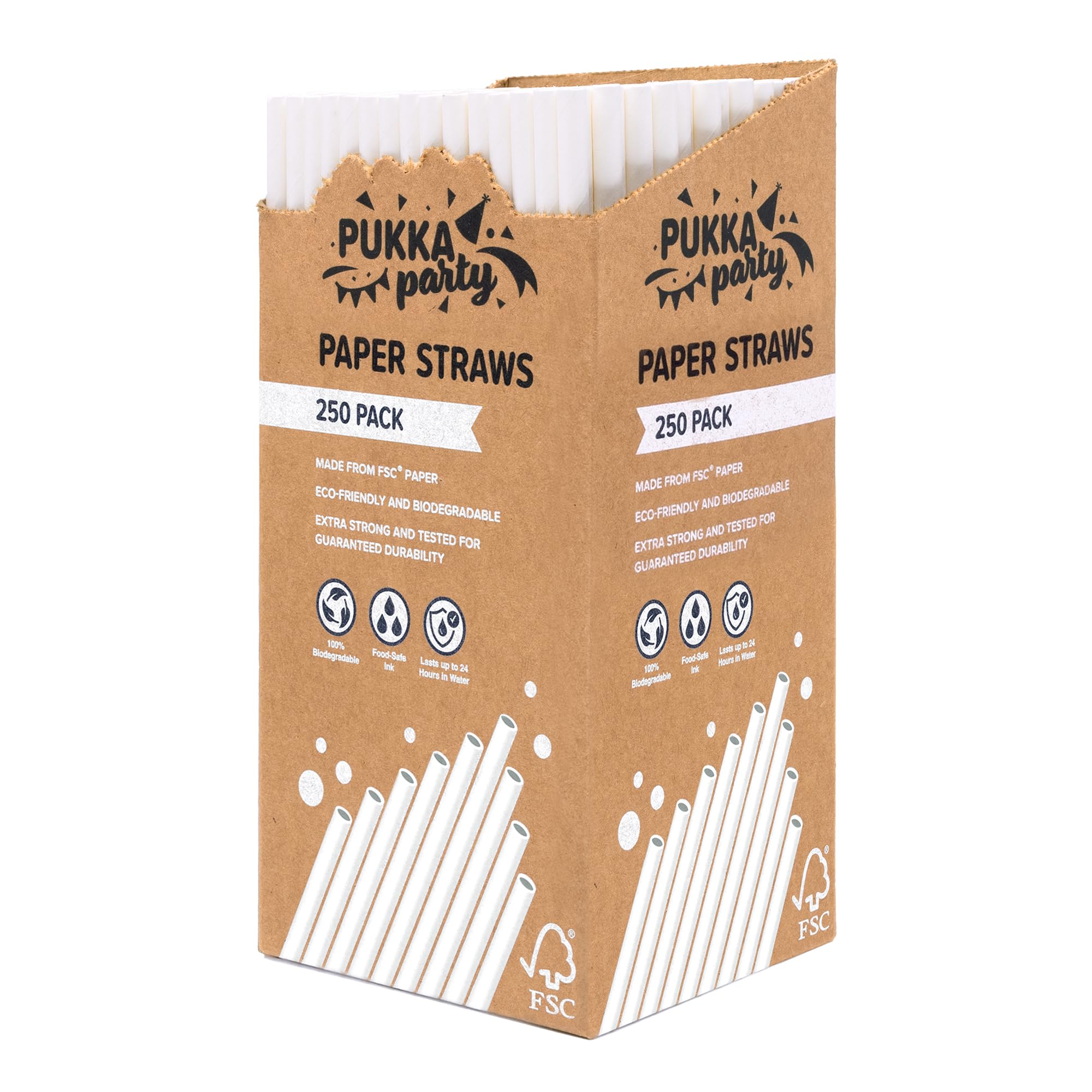 PUKKA party Paper Straws, Pack of 250 Eco-Friendly, Biodegradable Drinking Straws, Extra Strong Durability - Image 4