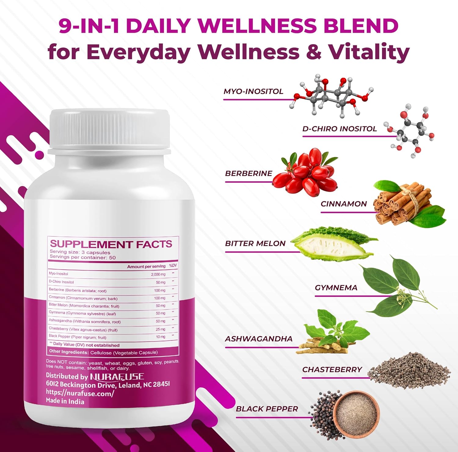 High Potency Myo-Inositol & D-Chiro Inositol with Chasteberry, Cinnamon, Bitter Melon & Gymnema – Supports Optimal Hormone Balance, Healthy Metabolism* - Image 3