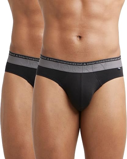 Jockey US59 Men's Super Combed Cotton Elastane Stretch Solid Brief with Ultrasoft Waistband (Pack of 2)