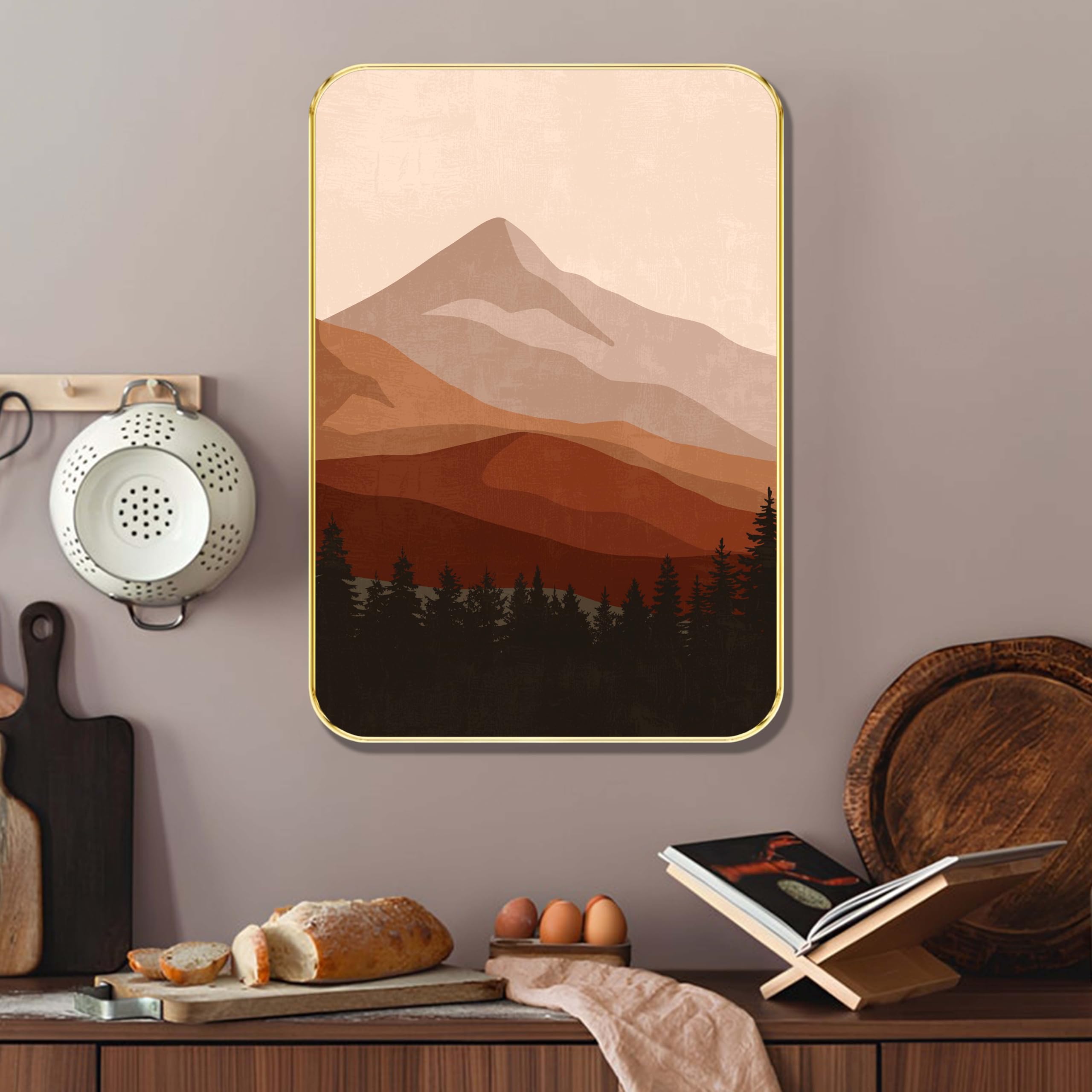SAF Majestic Mountain Landscape Wall Art | Earthy Abstract Nature