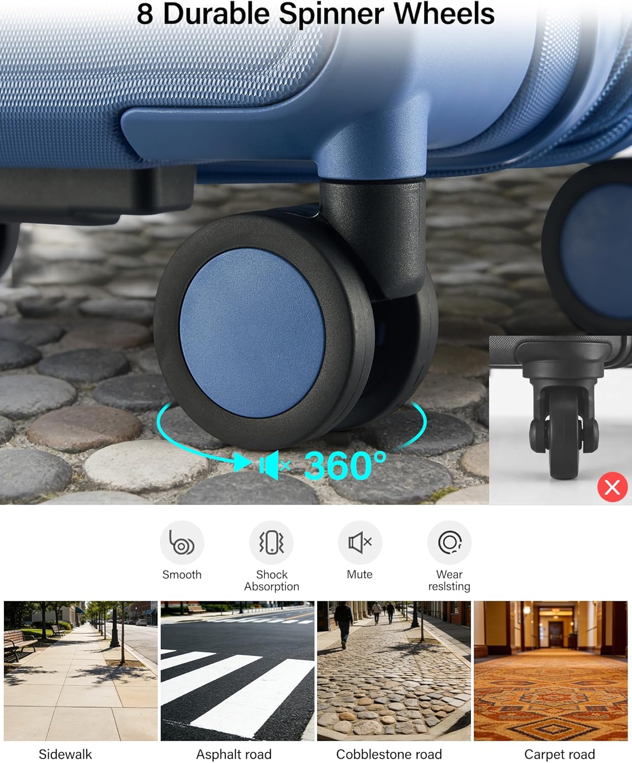 MILADA 20 Inch Expandable Carry On Luggage with 8 Spinner Wheels Airline Approved, Travel Luggage with TSA Lock, Lightweight PC Shell, Hard Shell Carry On Suitcases for Men Women, Interstellar Blue