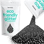 Hemway Eco Friendly Biodegradable Glitter 100g / 3.5oz Bio Cosmetic Safe Sparkle Vegan for Face, Eyeshadow, Body, Hair, Nail and Festival Makeup, Craft - Ultrafine (1/128 0.008 0.2mm) - Black