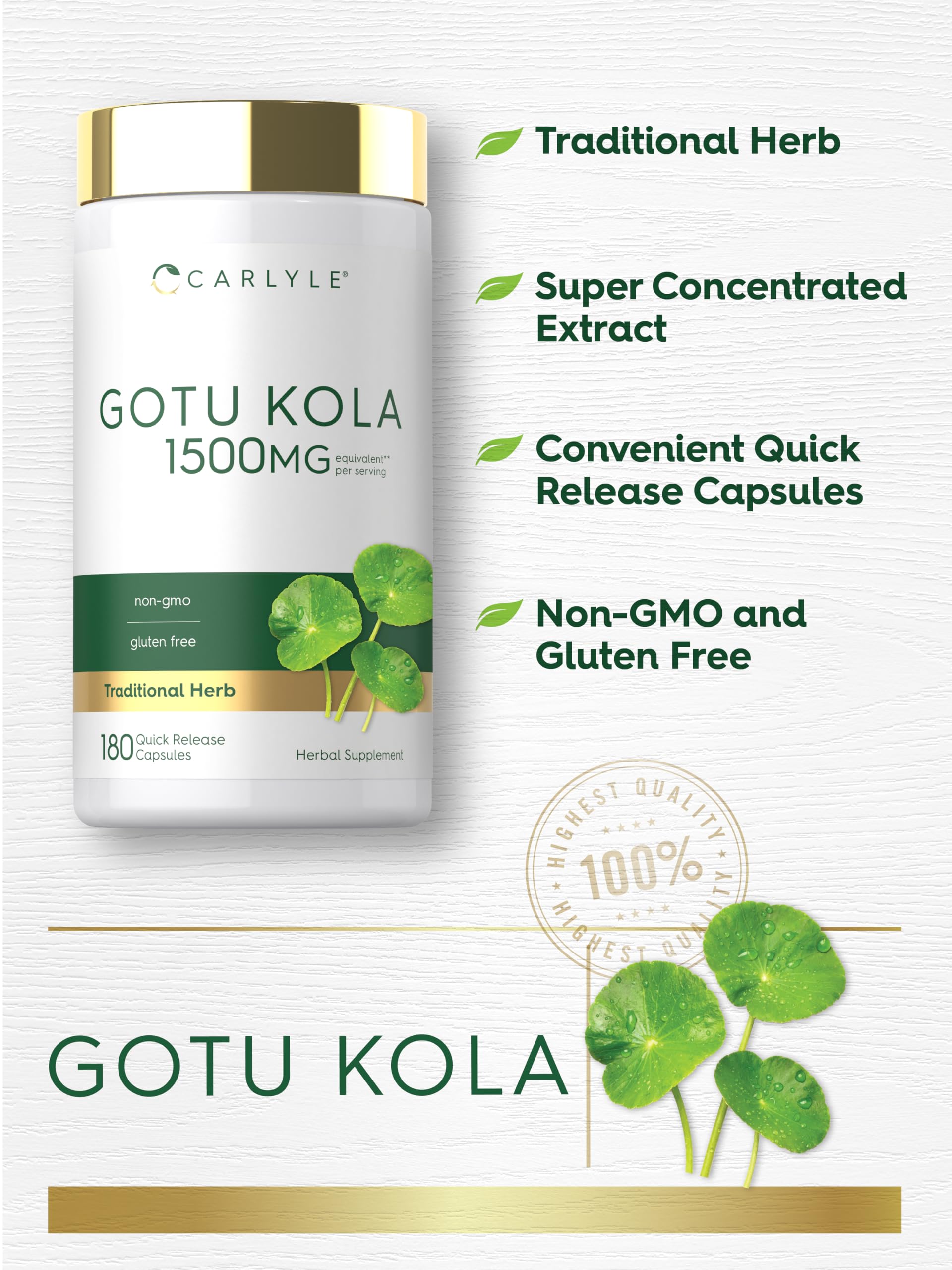 Carlyle Gotu Kola Supplement | 180 Capsules | Traditional Herbal Extract — Amazon image 4