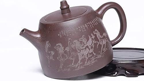 Miniatura 3 de Zisha - Tetera grande de 14.2 onzas, arcilla china genuina Yixing hecha a mano, tetera con filtro, infusor Kung Fu de hojas sueltas, arcilla púrpura