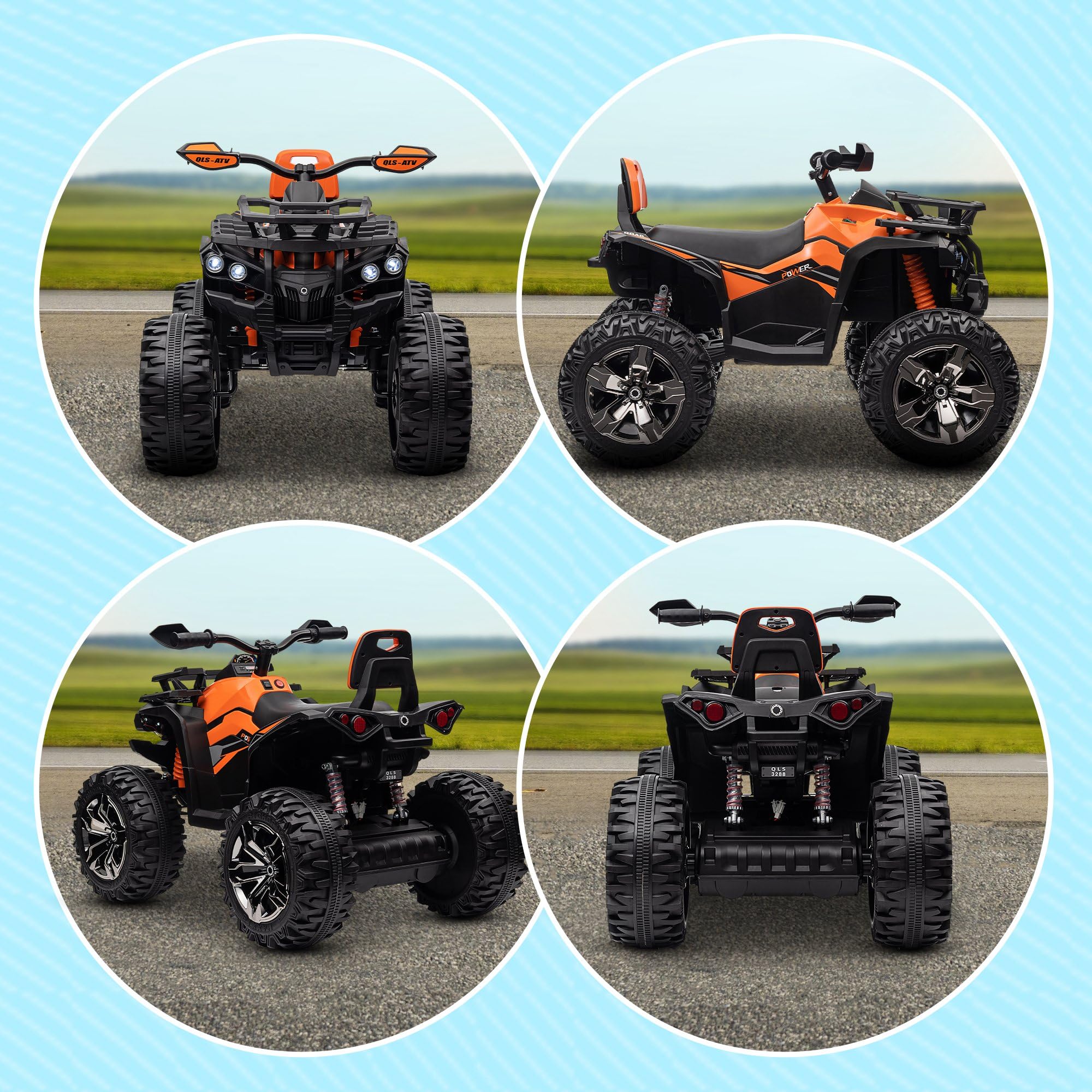 HOMCOM Quad électrique pour Enfants 12V 10Ah 2 Moteurs, 3-5 Ans, Orange