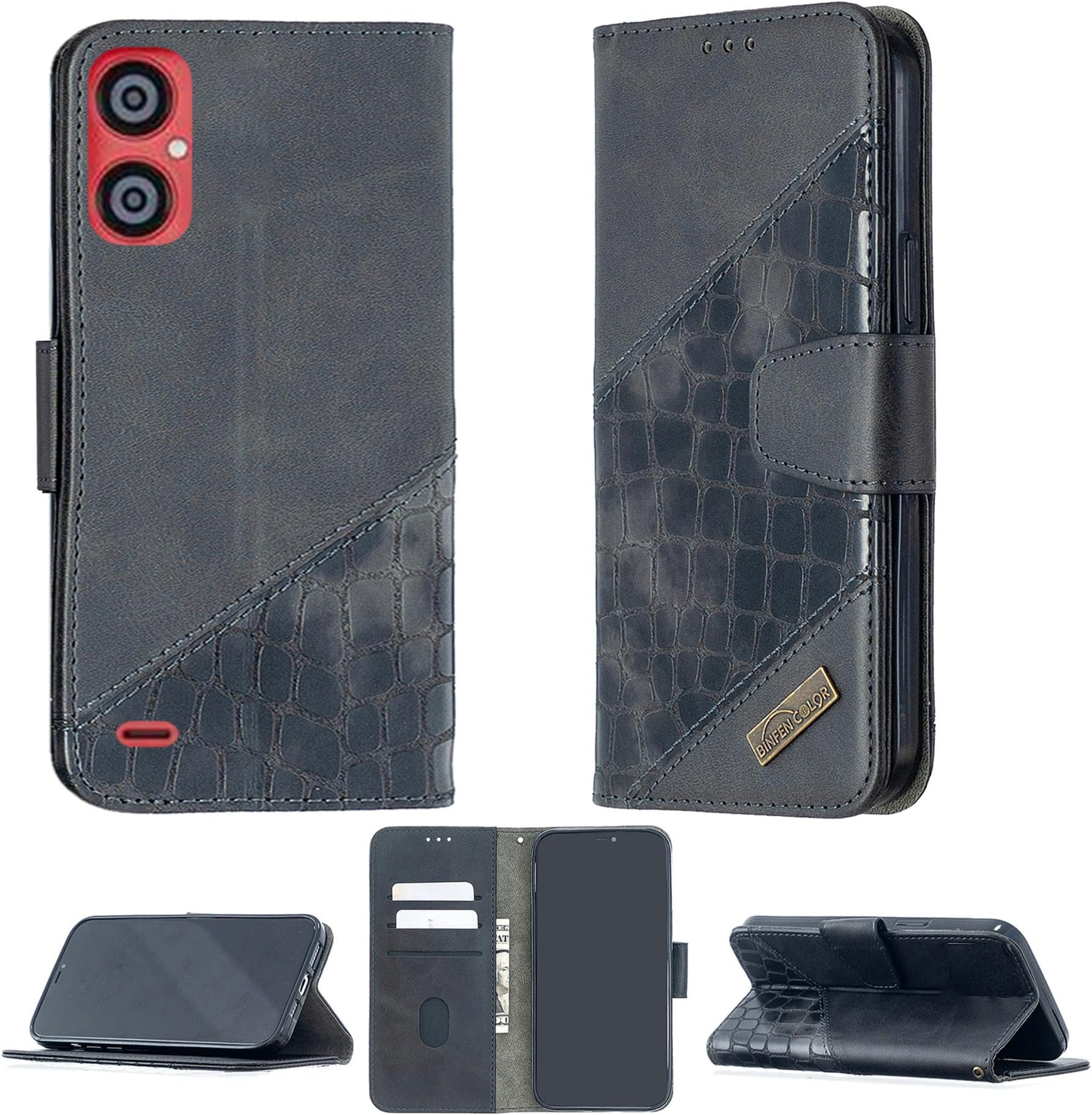 Case Compatible for Zuum Desbloqueado Magno Pro Phone Case Cover Flip Stand Cover Stitching Style Wallet Case Black