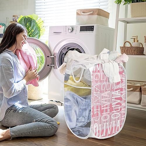 Miniatura 3 de Cesta de lavandería personalizada con nombre y texto, cesta de ropa sucia personalizada para niños, niñas, mujeres, hombres, cesta de almacenamiento