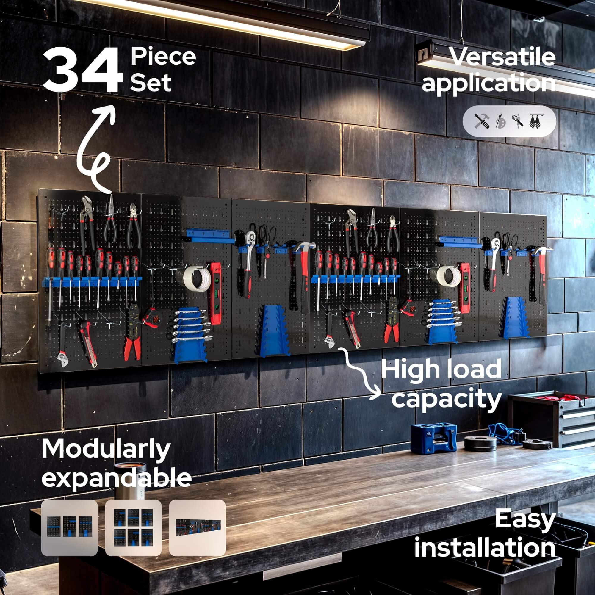 Black Decker Gereedschapspaneel met opbergvakken en hangers, normaal