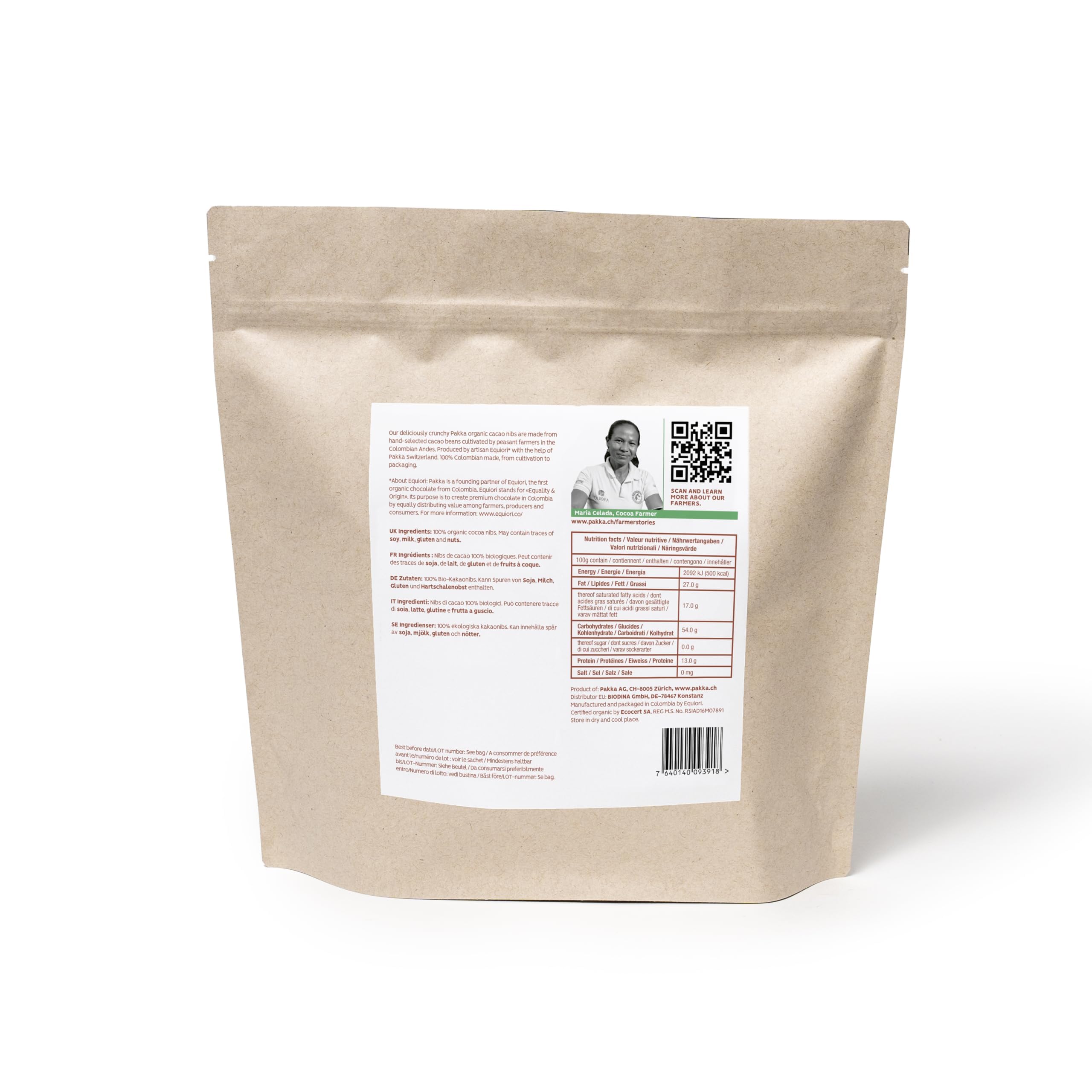PAKKA Bio Cacao Nibs Ecológico Comercio Justo 1 kg