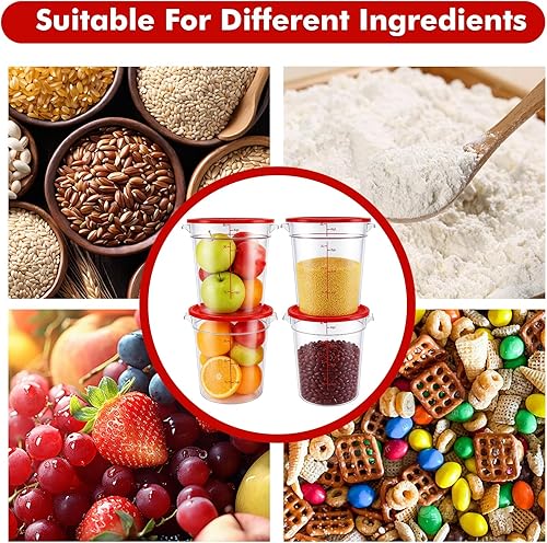 Miniatura 6 de WELKOR Paquete de 4 recipientes de almacenamiento de alimentos con tapas, recipientes redondos herméticos de plástico para cocina, de grado