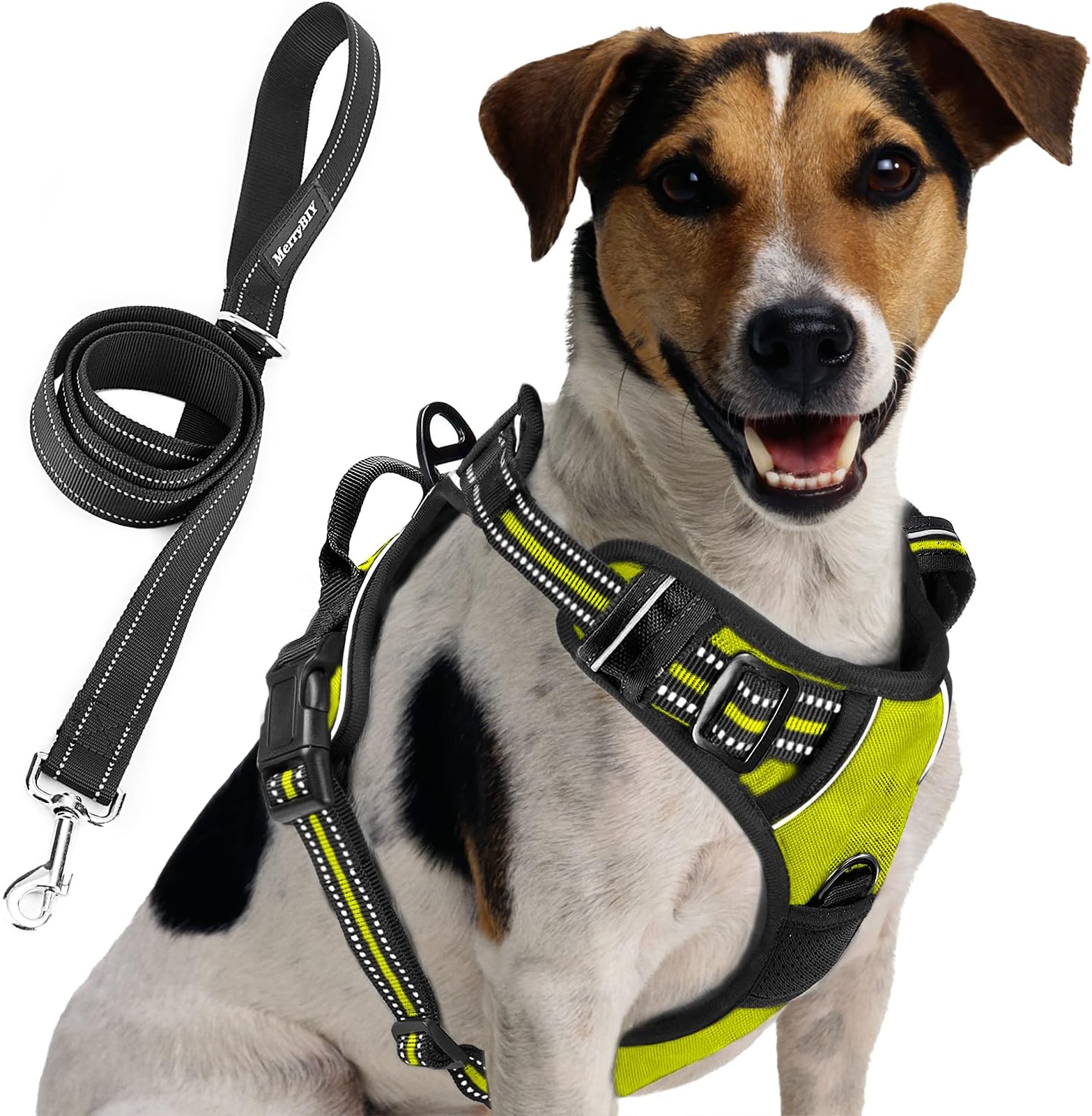 MerryBIY Dog Harness, No Pull Dog Harness Reflective Adjustable Vest with Handle& Front and Back Lead Attachments Padded Puppy Pet Outdoor Chest Harness for Small Medium Large Dogs Training Walking