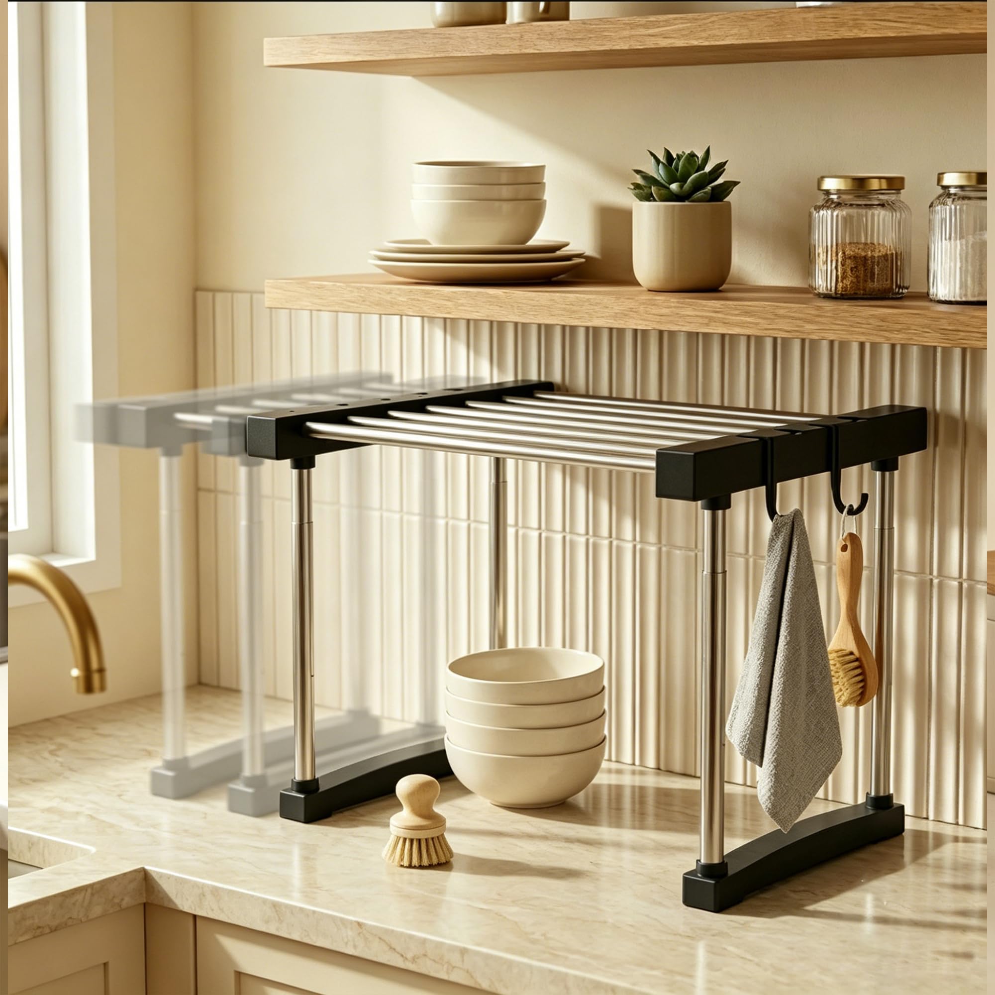 Expandable cabinet shelf