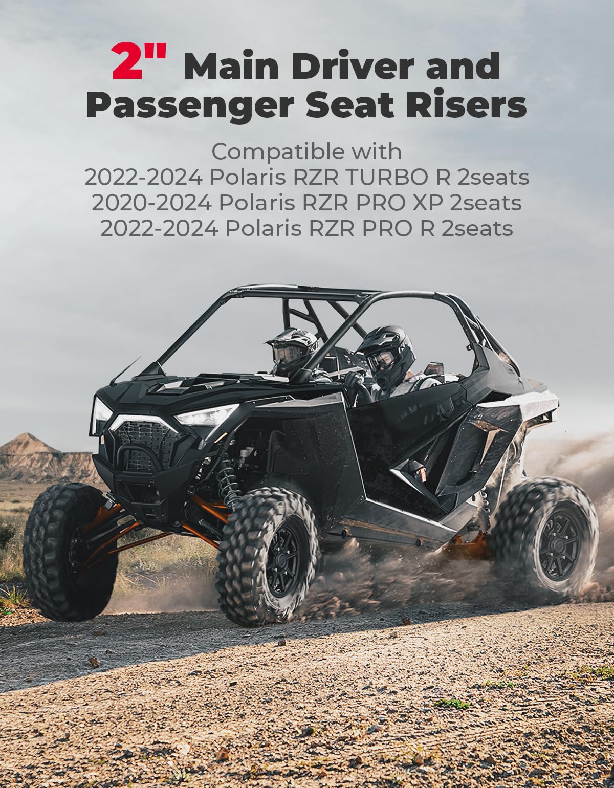 KEMIMOTO Pro XP Lot de 8 rehausseurs de siège conducteur et passager 5,1 cm | Compatible avec Polaris RZR PRO XP 2020-2024, RZR PRO R/Turbo R 2022-2024
