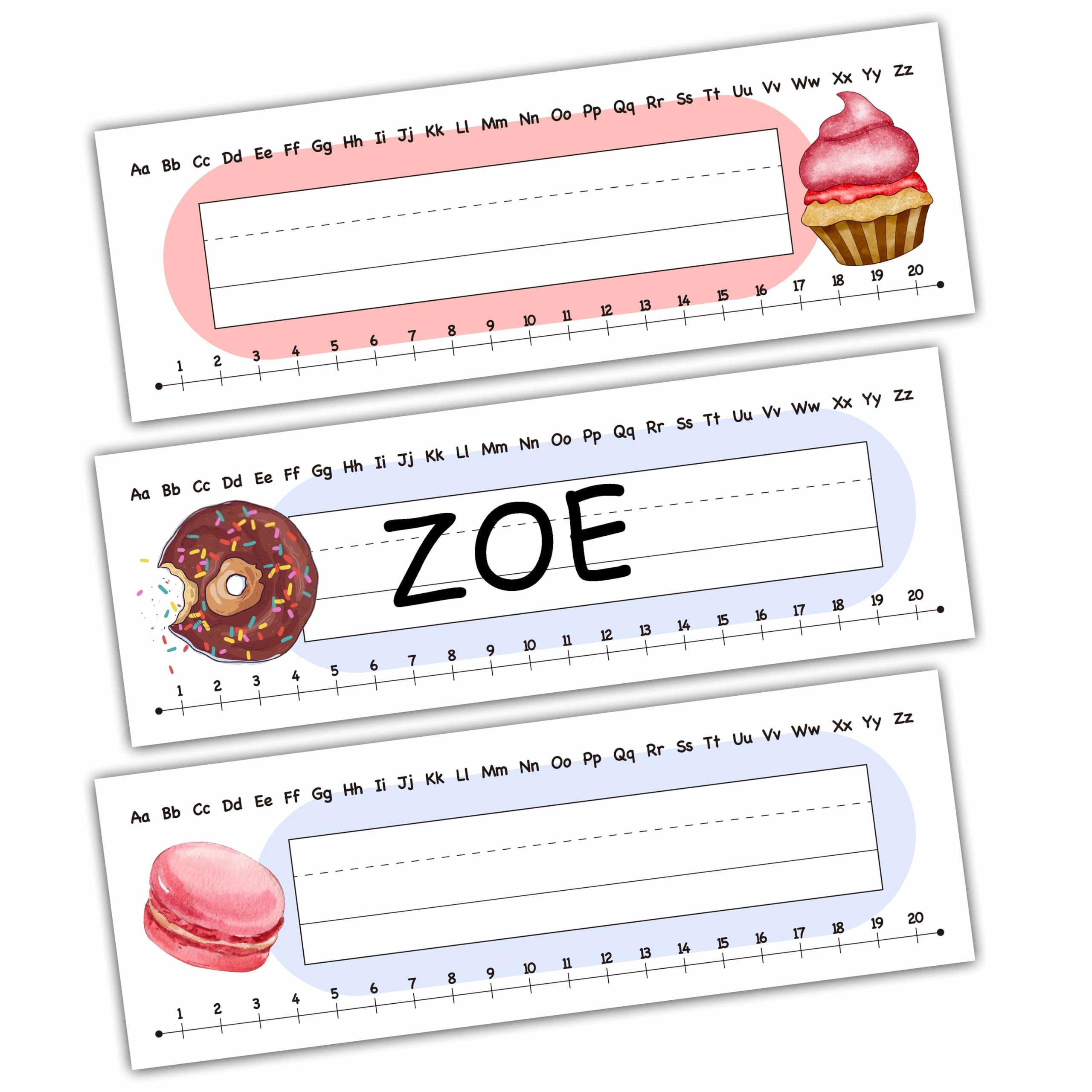 Desk Name Tag Classroom, Sweet Shop Theme Name Plate for Desk Labels, Dount Name Tags for Student Desk Labels Locker Stickers, School Teaching