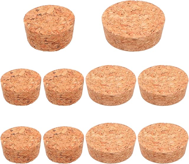 2 Sizes Wine Bottle Stopper, 10 Pcs Tapered Cork Plugs, Large Wooden Stoppers, 1.5 to 1.9 Inch Diameter, Natural Soft Wood Corks for Wine, Beer, Jars, DIY Crafts, Bottles Ornaments