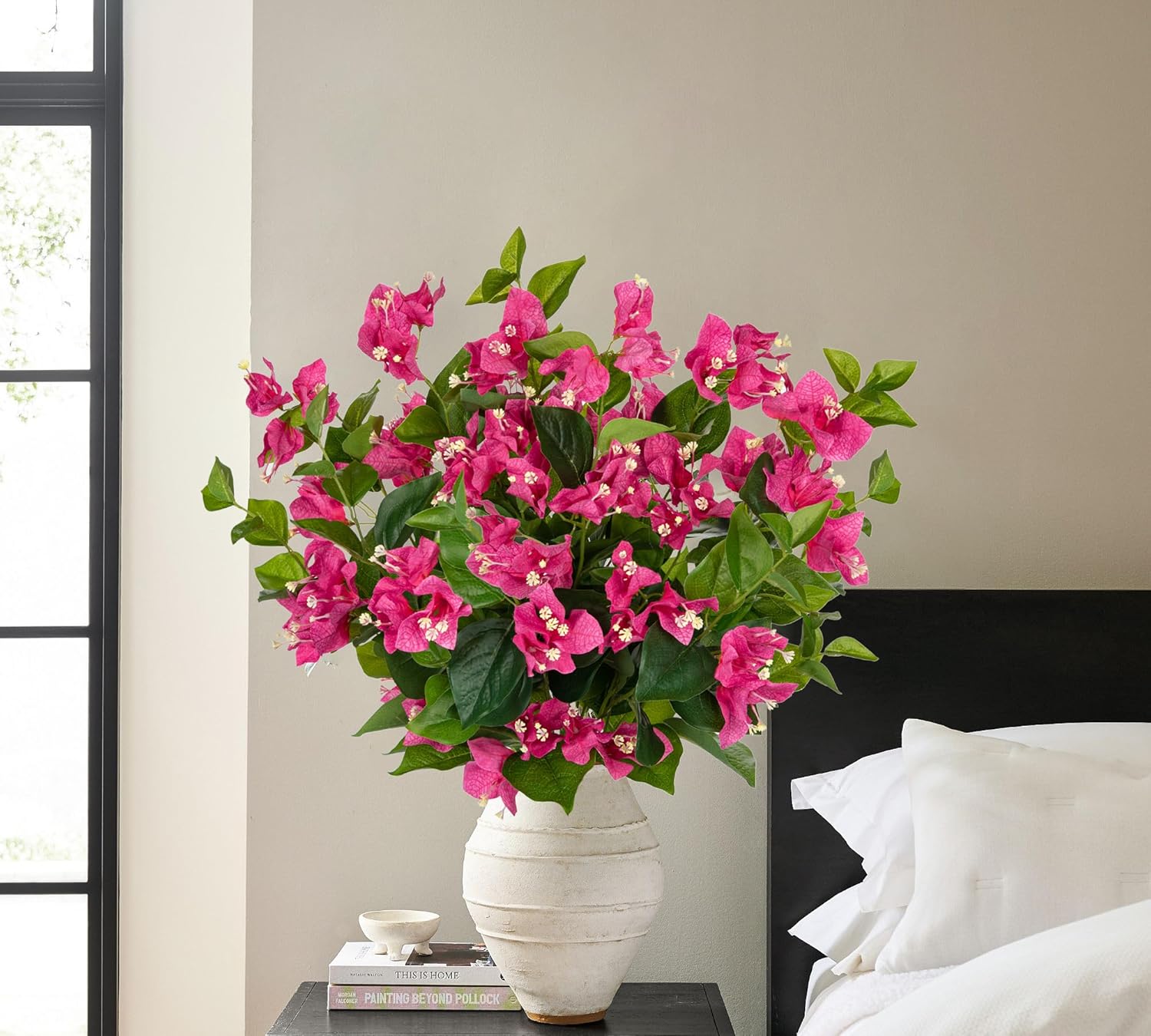 Hollyone 2Pcs Bougainvillea Artificial Flowers Bouquets Rose Red Fake Flower Silk Flowers with Long Stem Floral Arrangements Faux Bougainvillea Plant for DIY Wedding Party Centerpieces Home Decor - Image 5