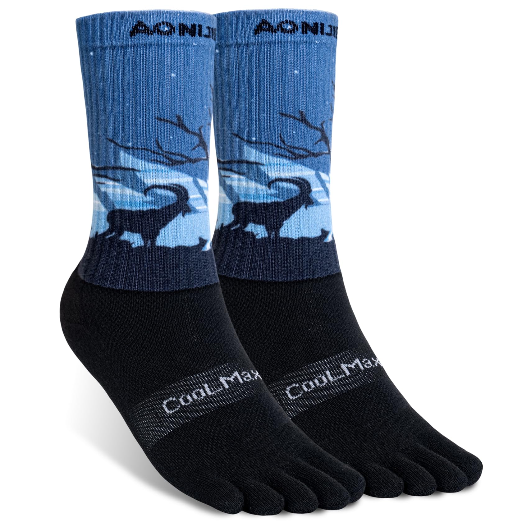 AONIJIE Toe Socks for Men and Women Athletic Hiking Coolmax Socks with toes - Soft Comfortable and Moisture Wicking