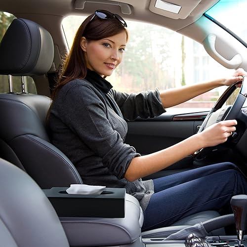 Miniatura 2 de Funda para caja de pañuelos, dispensador rectangular negro montado en la pared, preferencia para almacenamiento en tocador de baño, cocina, mesita