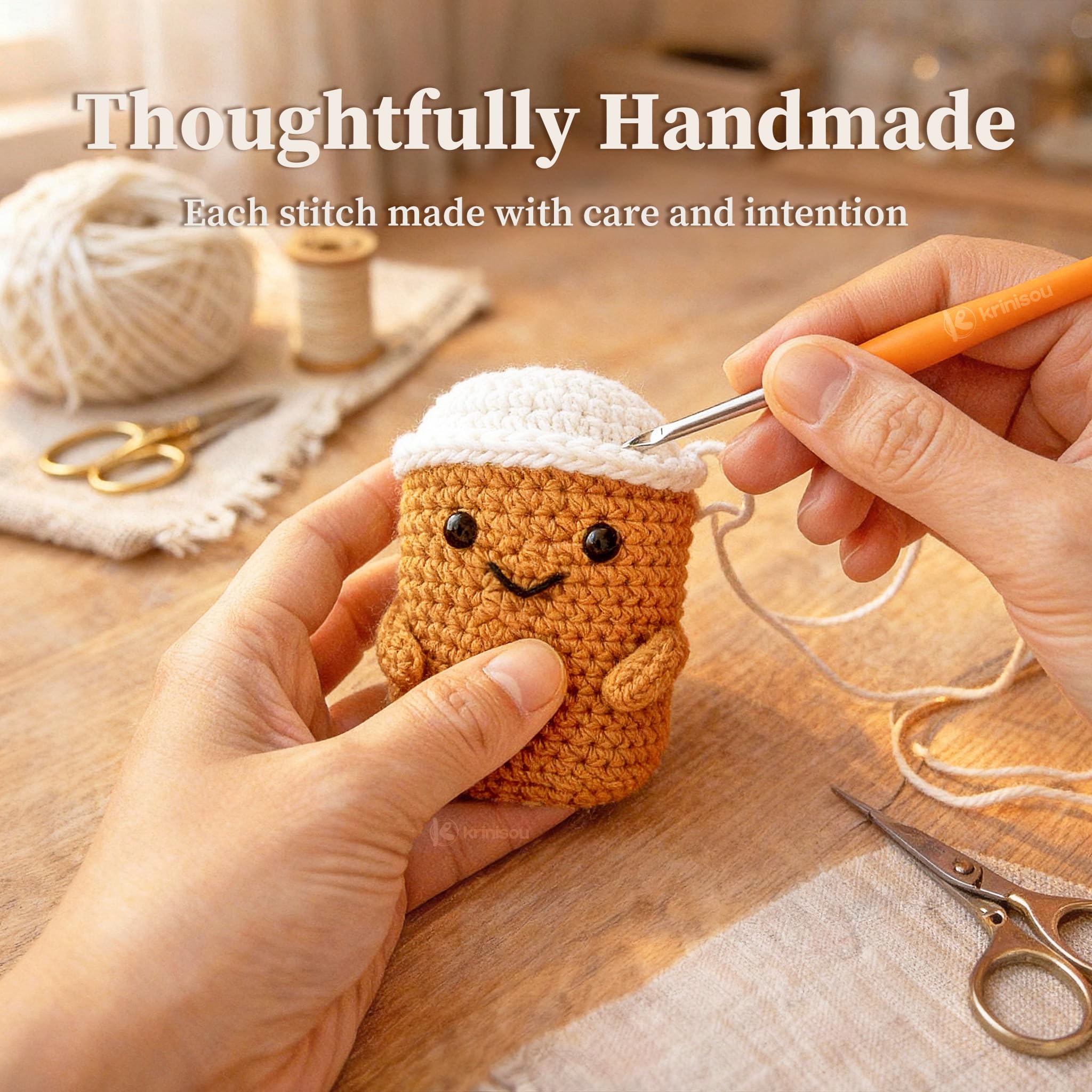 Coffee Lovers Gifts for Women, Positive Espresso Emotional Crochet Handmade Support, Small Appreciation Gifts for Coworker, Teacher Friends Thank You Gift