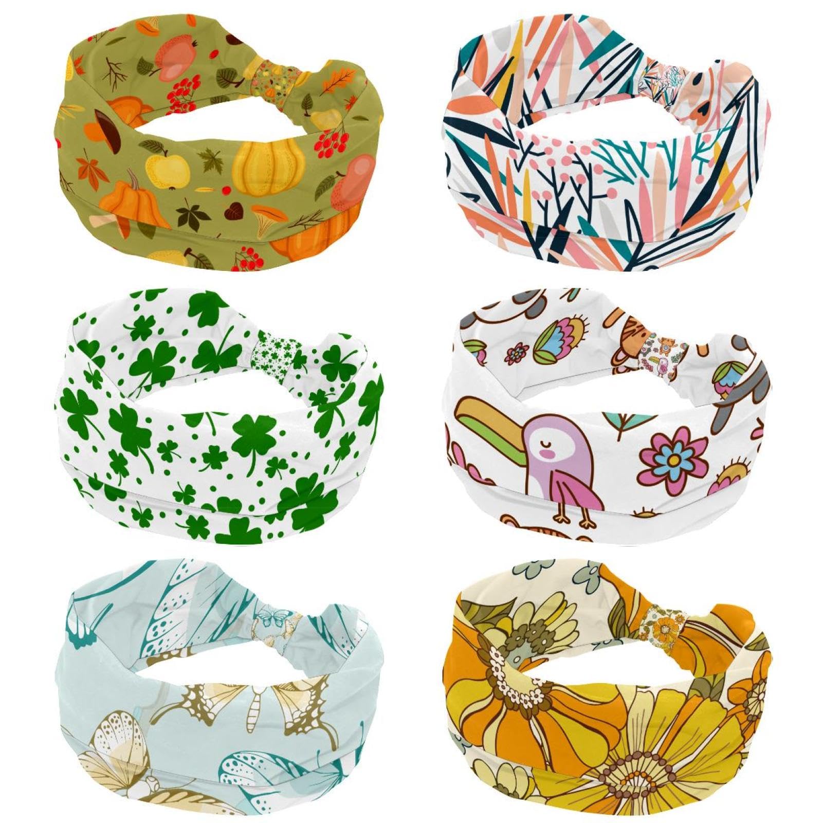 Lot de 6 bandeaux élastiques antidérapants pour femme, motif « Merry Christmas », pour yoga, sport, entraînement