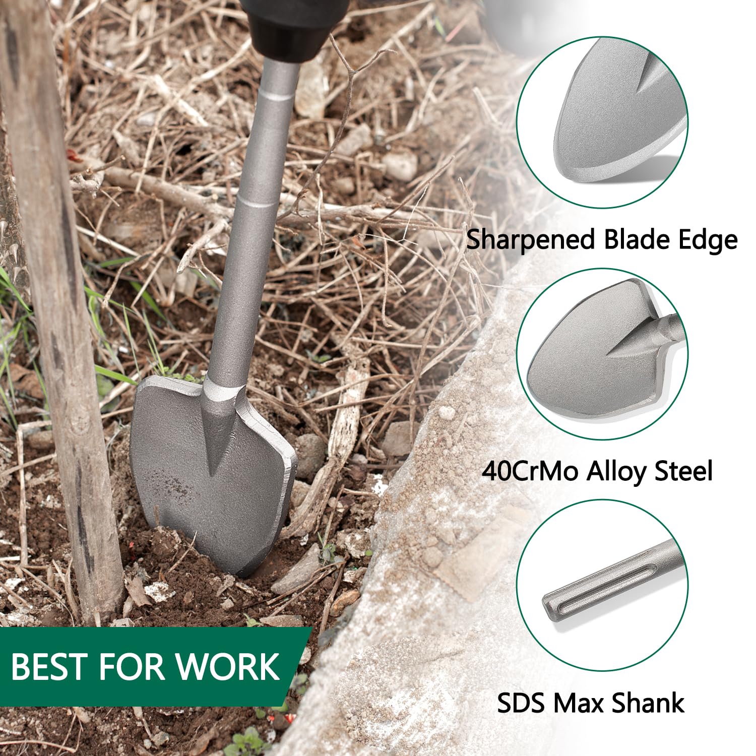 Monkey King Bar Pala de arcilla para trituradora, vástago SDS Max para martillo de demolición, cincel SDS Max para excavar, se utiliza para