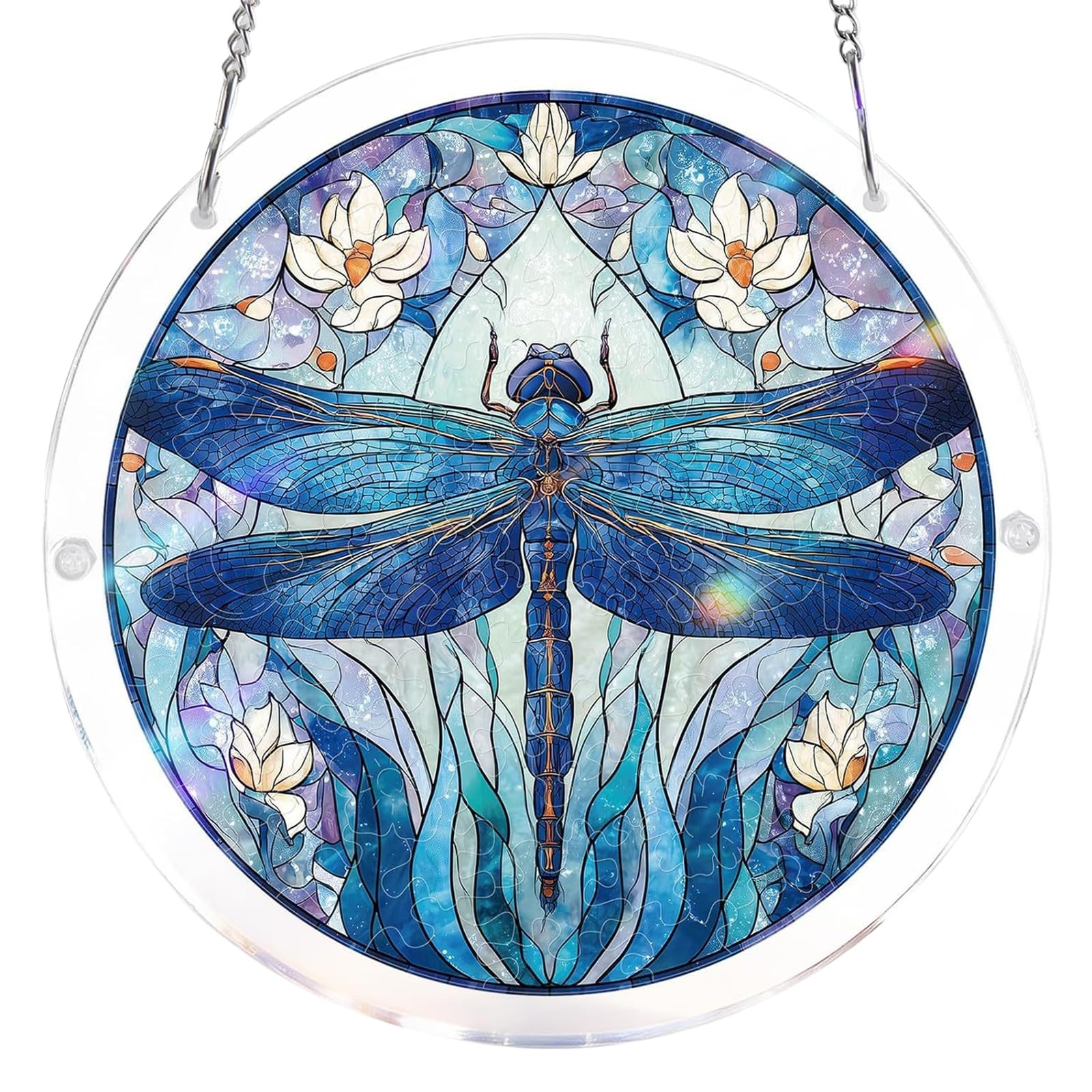 Acrylic Puzzle Suncatcher – 95 Pieces Stained Glass Window Hanging, DIY Sun Catcher Craft Kit for Adults, Colorful Rainbow Décor for Home & Garden