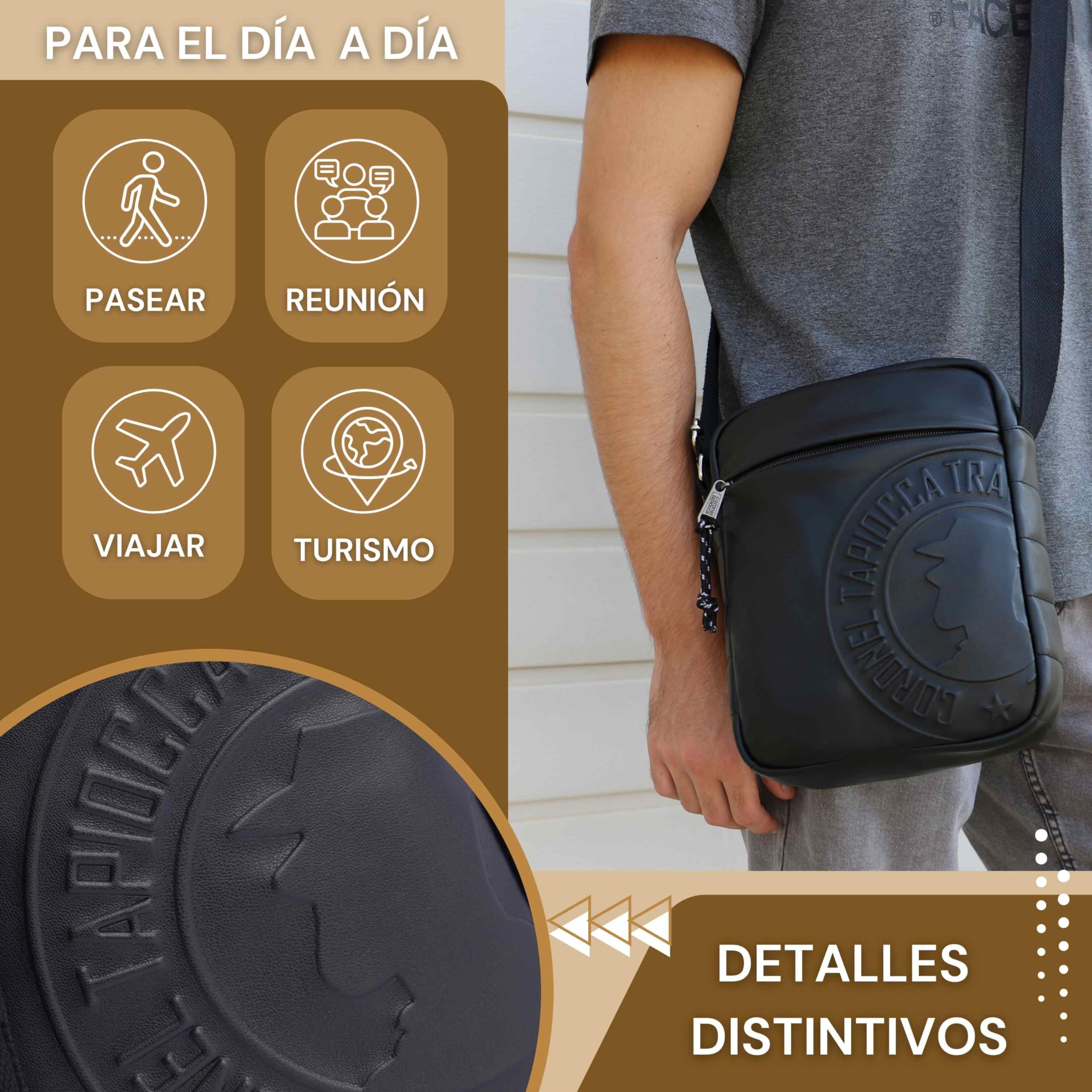 Coronel Tapioca - Bandoleras Hombre - Bolso Hombre - Bolso hombre bandolera - Bolso Bandolera hombre - Bandolera piel Grande hombre mariconera para uso diario, casual, viaje o negocios