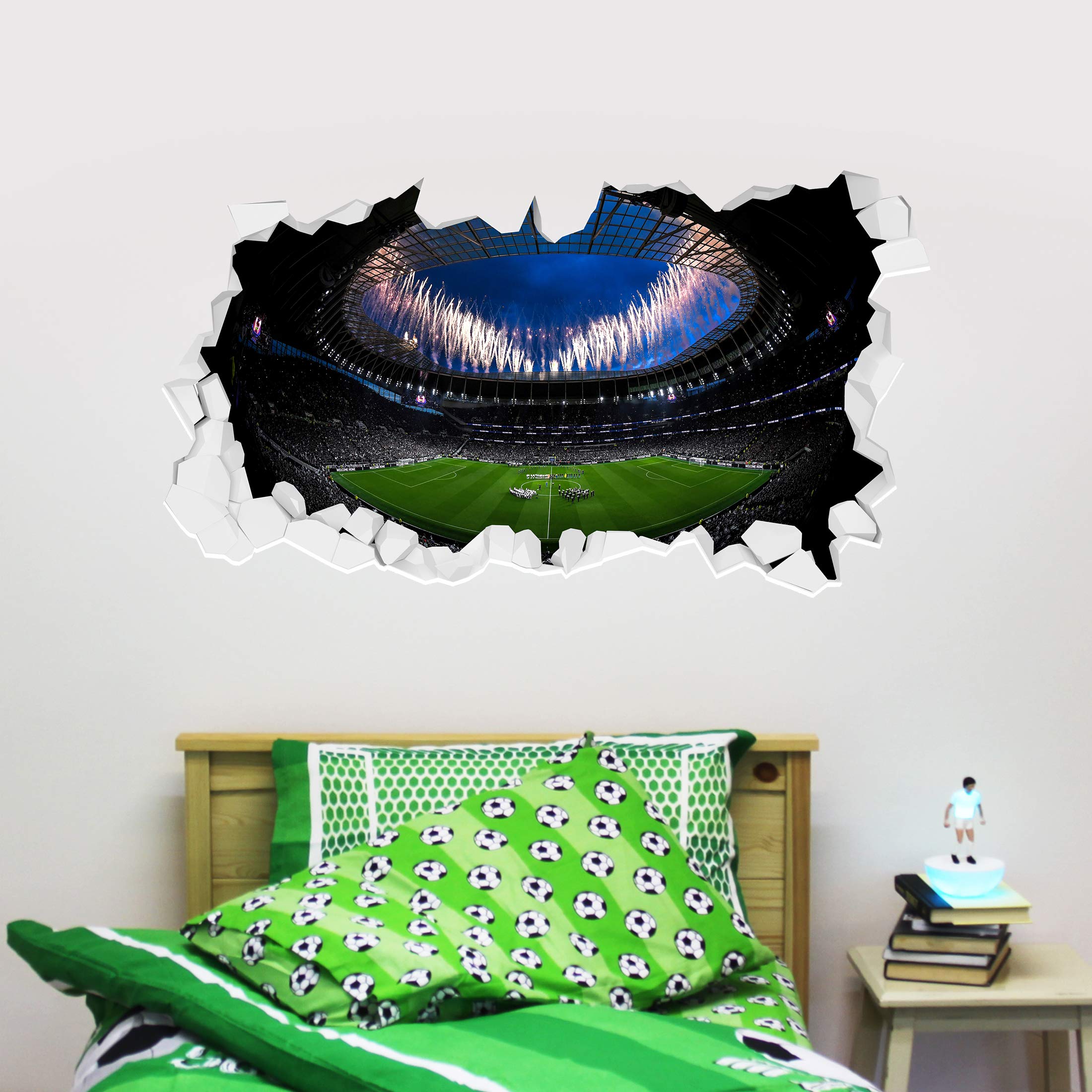 Tottenham Hotspur Stadium Broken Wall Mural (Inside Fireworks) Wall Art Sticker (180cm x 90cm)