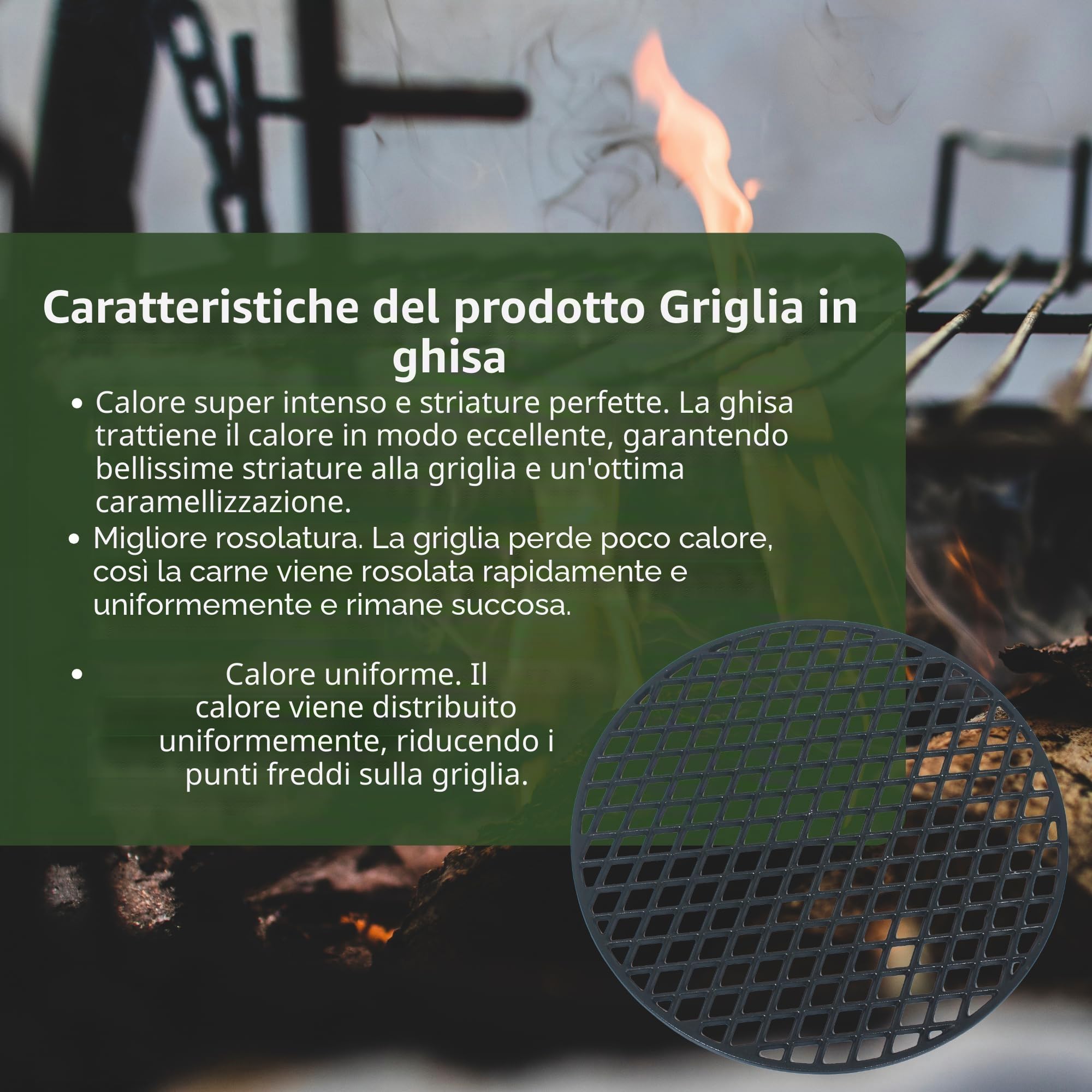 Griglia in ghisa, Ø 54,5 cm, smaltata, in ghisa massiccia, design top con manici