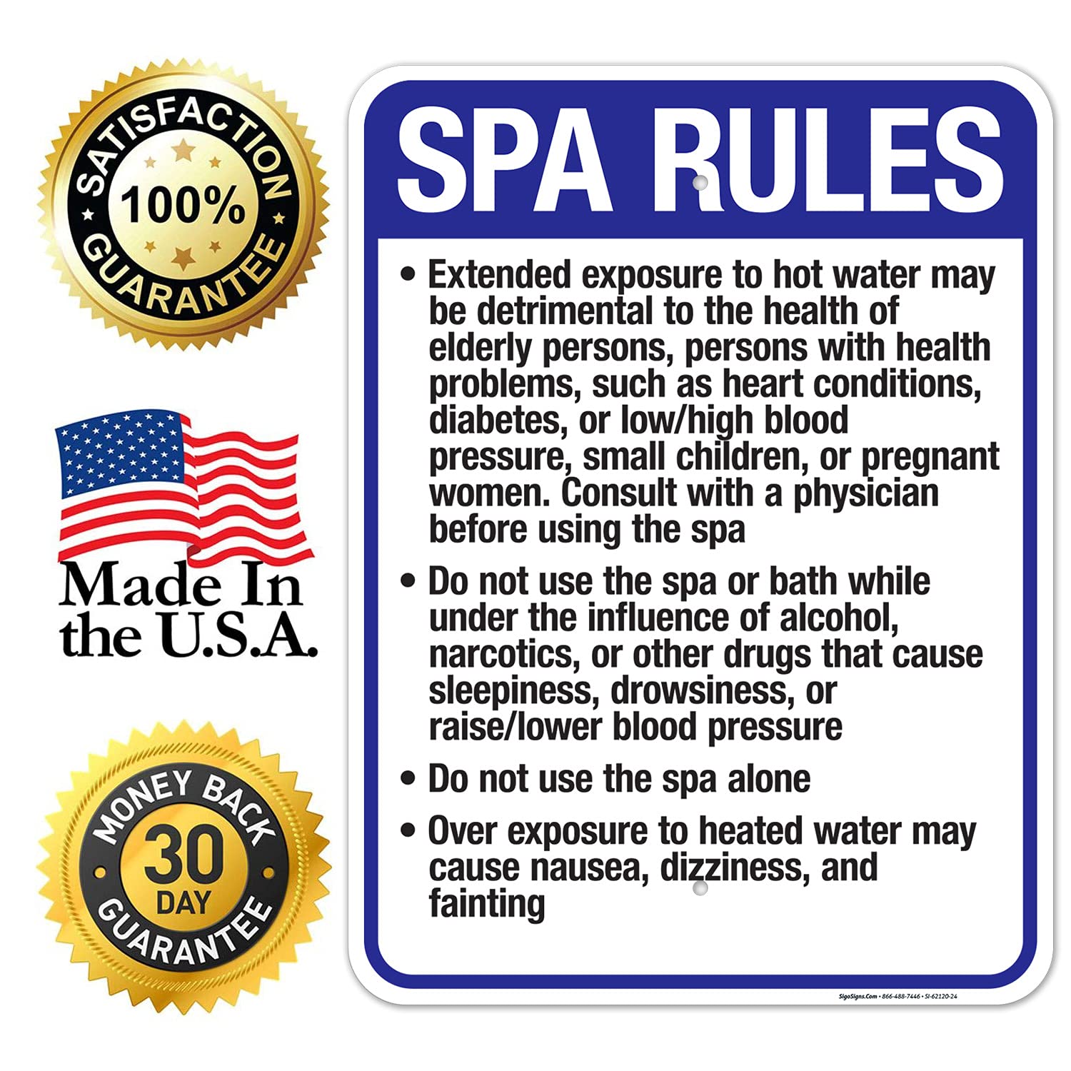 New Mexico Spa Rules Sign, Complies with State of New Mexico Pool Safety Code, 18x24 Inches, 55 mil Thick HDPS (high Density polystyrene), Made in USA