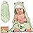 KeaBabies Hooded Baby Towel for Newborn - Viscose Derived from Bamboo Large Baby Bath Towels with Hood for Boys, Girls, Toddler, Extra Absorbent & Soft Newborn Bath Essentials (Frog, Petite)