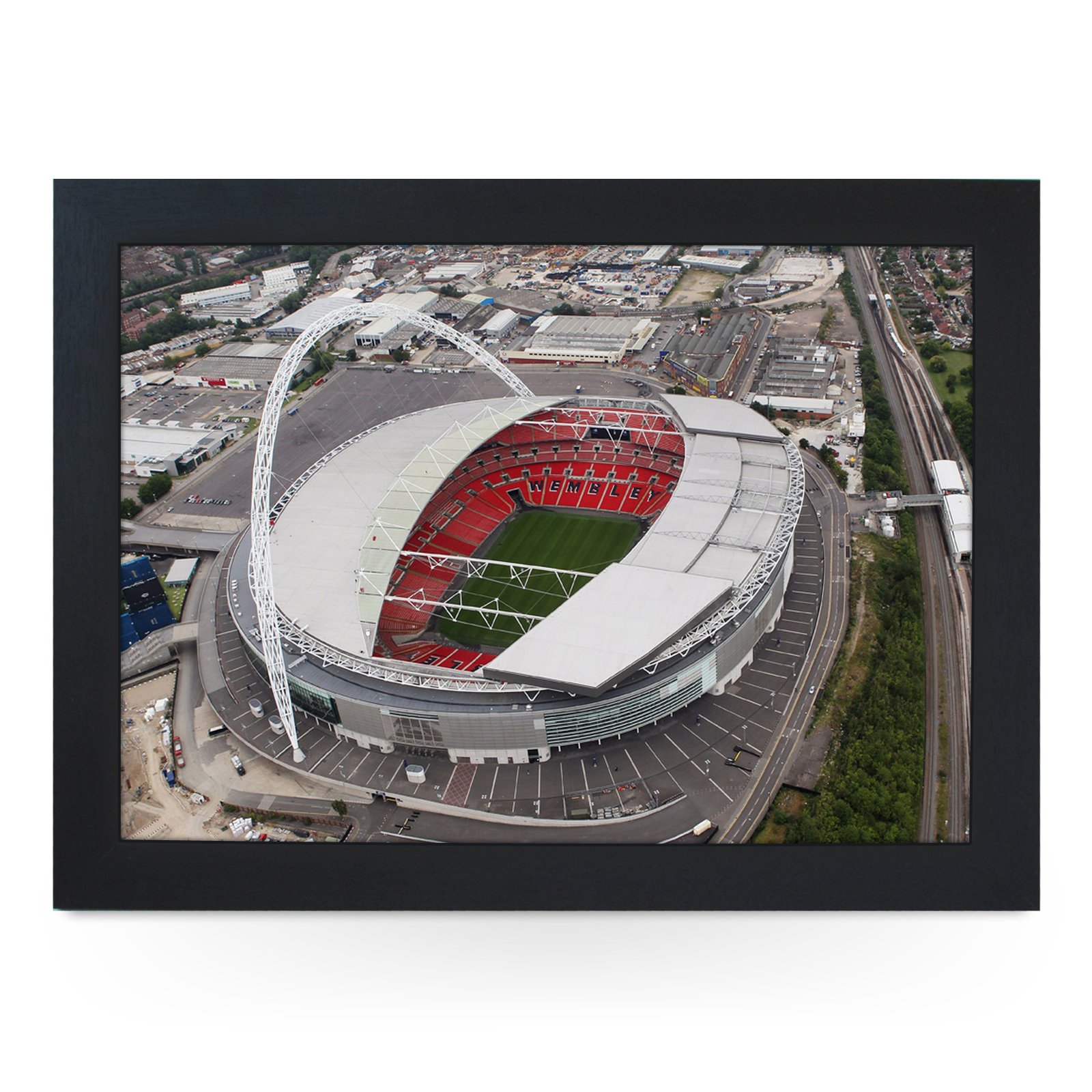 Portable Lap Desk Tray (Wembley Stadium) Handmade Wooden Frame, Beanbag Cushioned Bottom | Computers, Laptops, Meals, Food | L0244 Black
