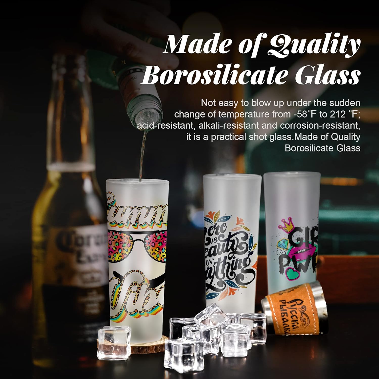 AGH 3 oz Borosilicate Glass Shot Glasses, Set of 12, Frosted, Personalized Sublimation Blanks, Heavy Base, for Whiskey, Tequila, Vodka, Espresso