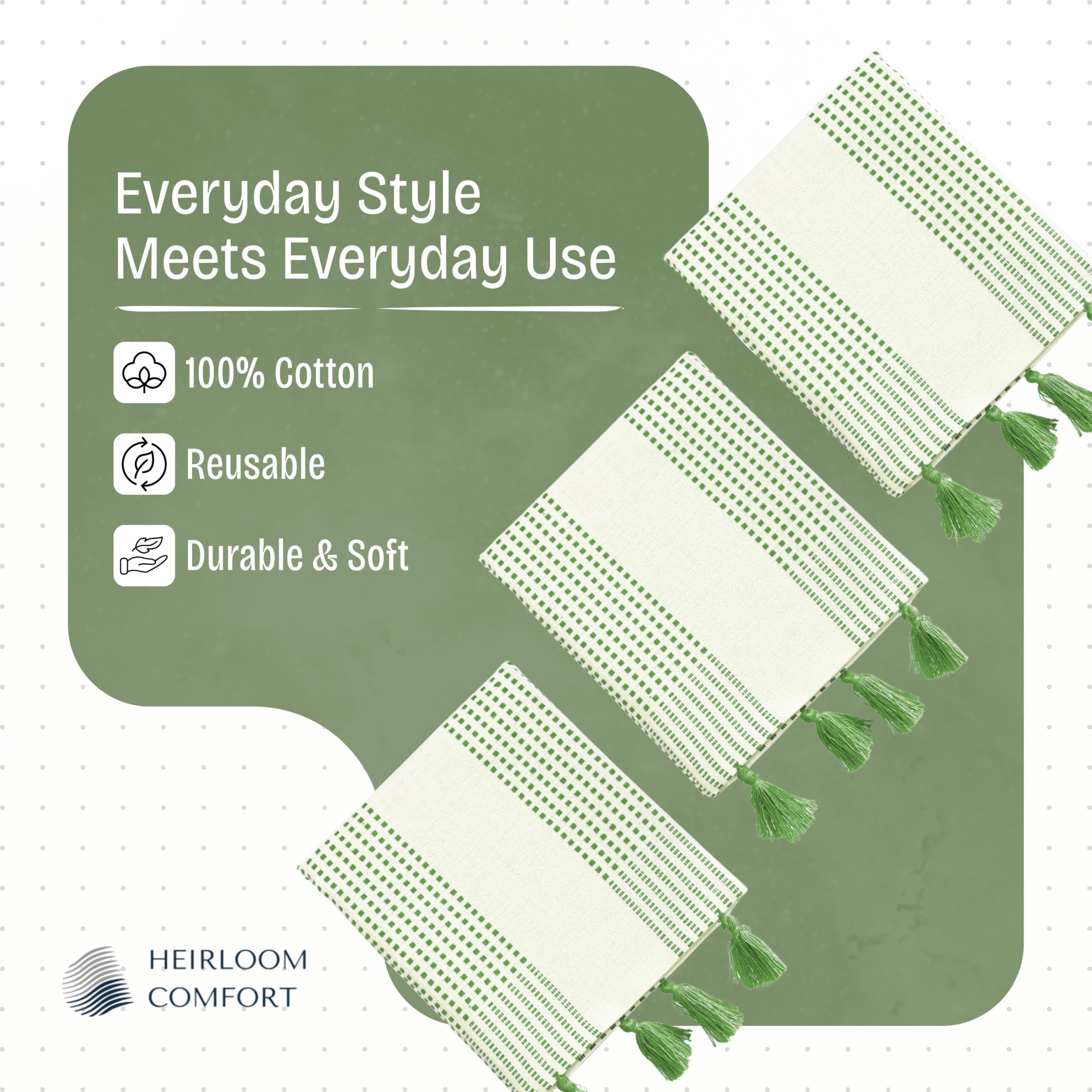 Strofinacci da cucina decorativi a pois verde menta, 40 x 66 cm, confezione da 12 pezzi, 100% cotone ad asciugatura rapida, ultra assorbenti e morbidi, con nappe, per pulire