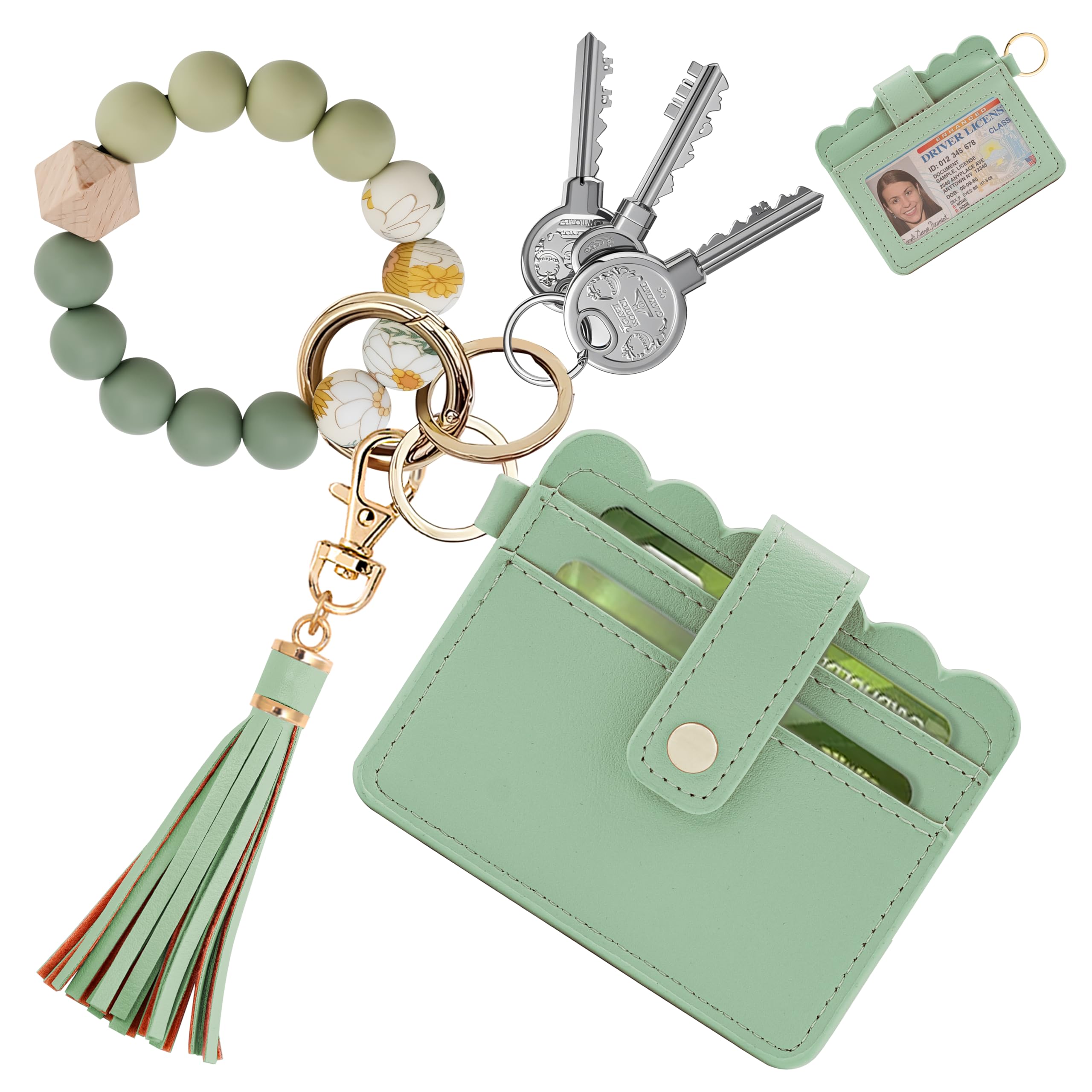 Wristlet Wallet for Women with Keychain – RFID Card Holder Small Wallet Wristlet with Key Ring