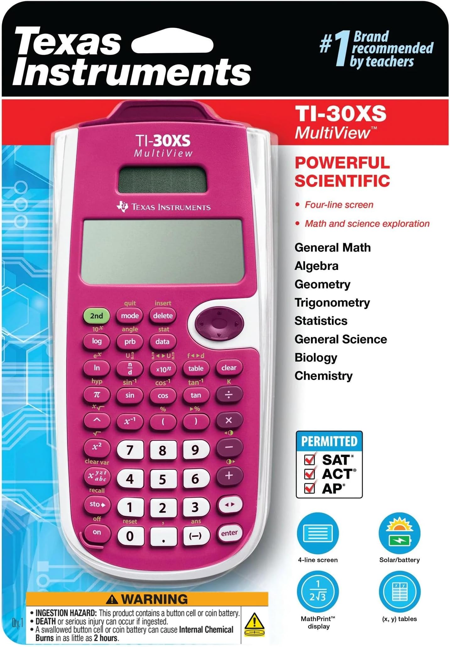 Texas Instruments TI-30XS Multiview Scientific Calculator (Pink)